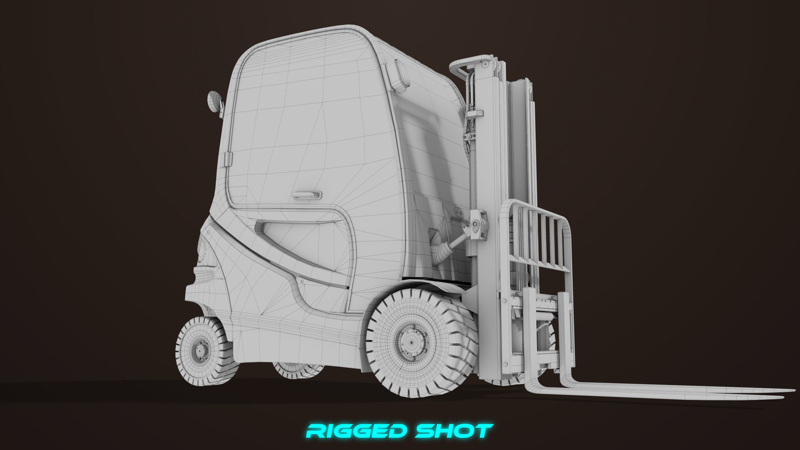 Forklift Truck 01 Orange All PBR Unity UE Textures Low-poly 3D model_46