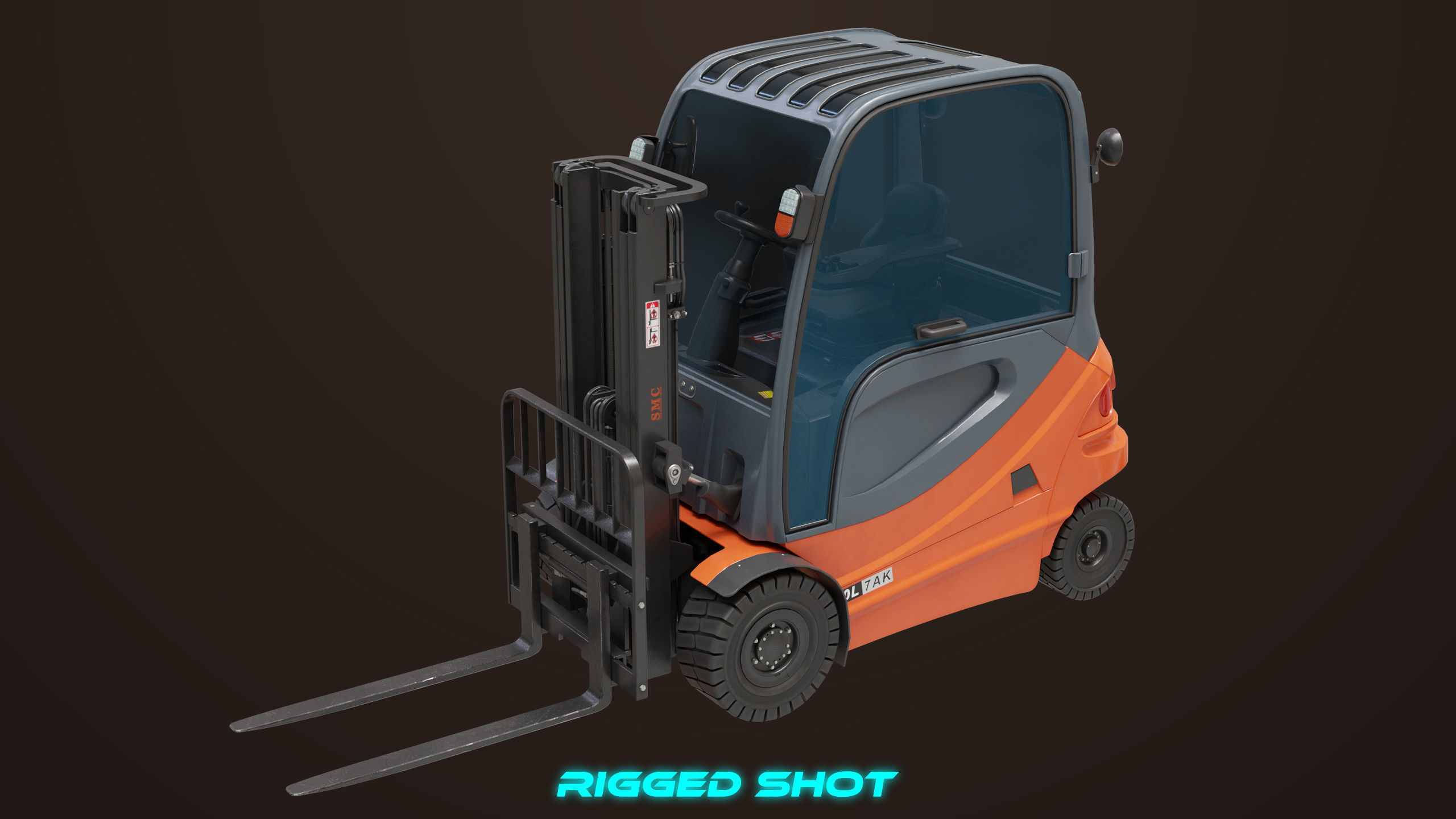 Forklift Truck 01 Orange All PBR Unity UE Textures Low-poly 3D model_32