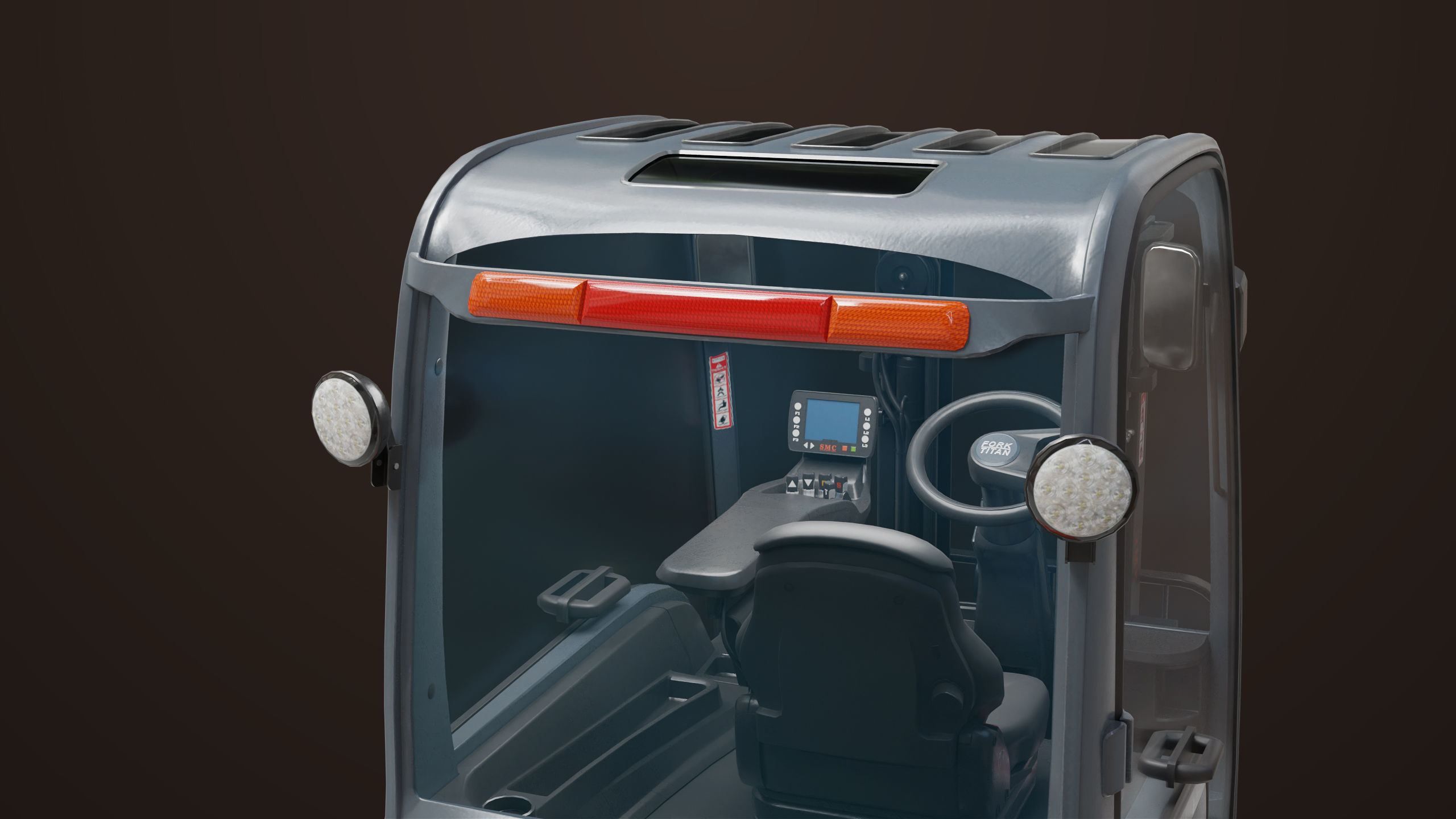 Forklift Truck 01 Orange All PBR Unity UE Textures Low-poly 3D model_14