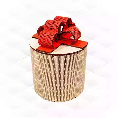 Gift round box Bow design laser cutting table decor 3D print model