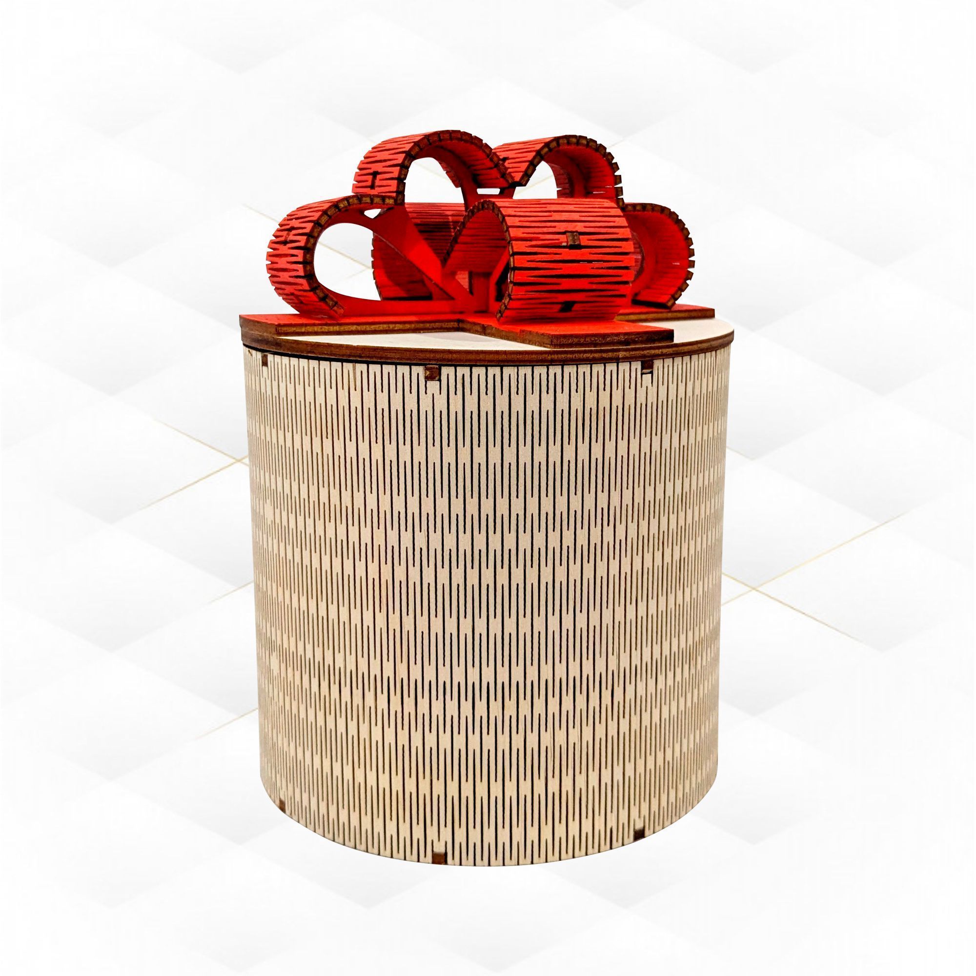 Gift round box Bow design laser cutting table decor 3D print model_2