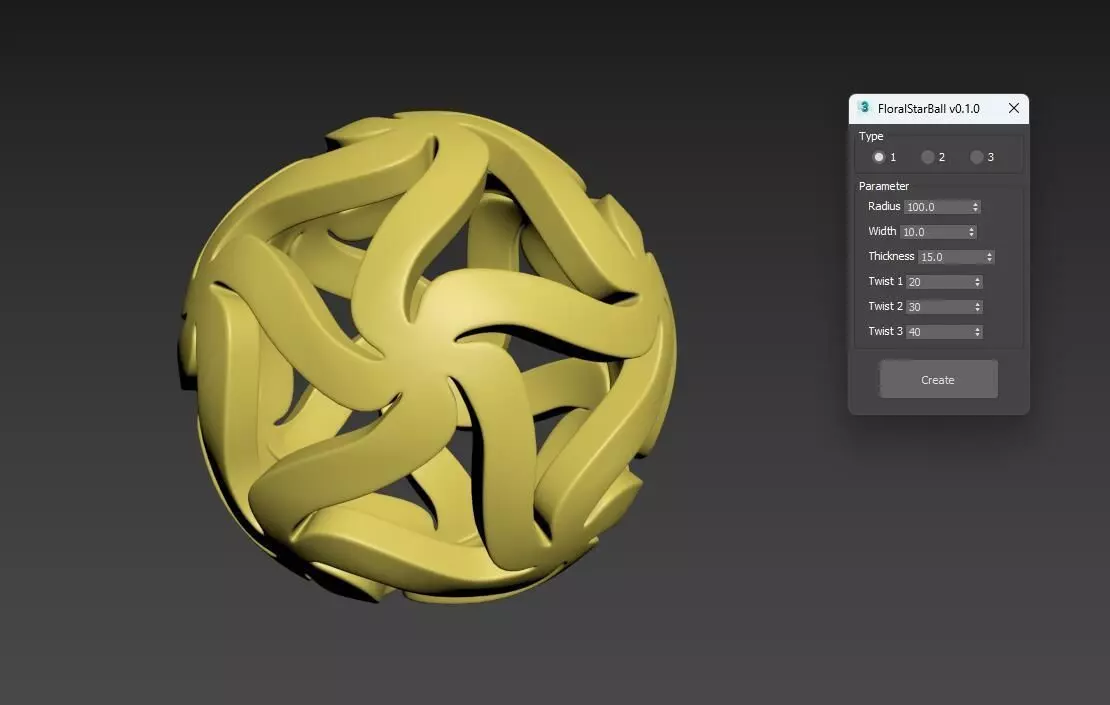 Floral Star Ball for 3dsMax tools 3D model 3D model_0
