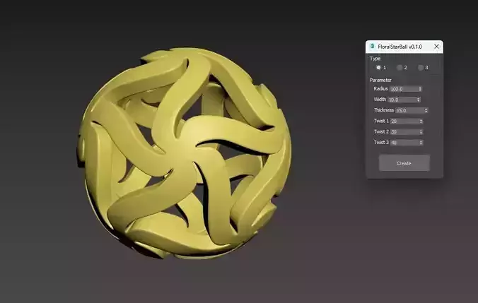 Floral Star Ball for 3dsMax tools 3D model 3D model