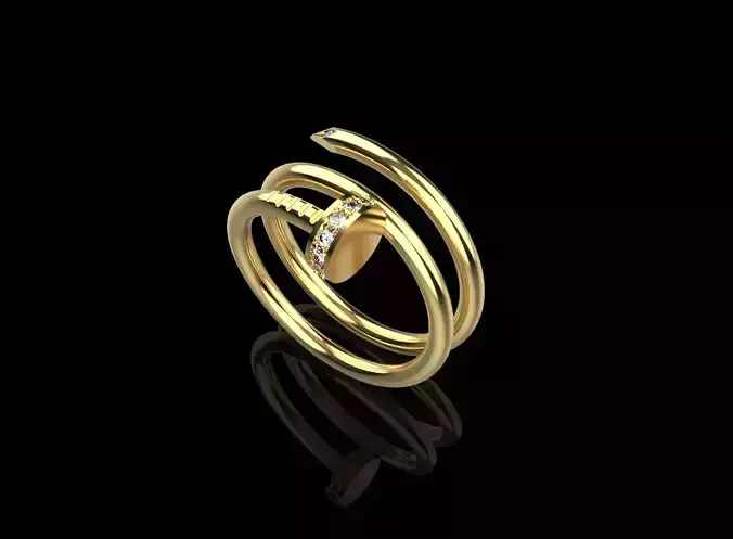 Cartier Ring with stones Nail 3d Print Model 3D print model