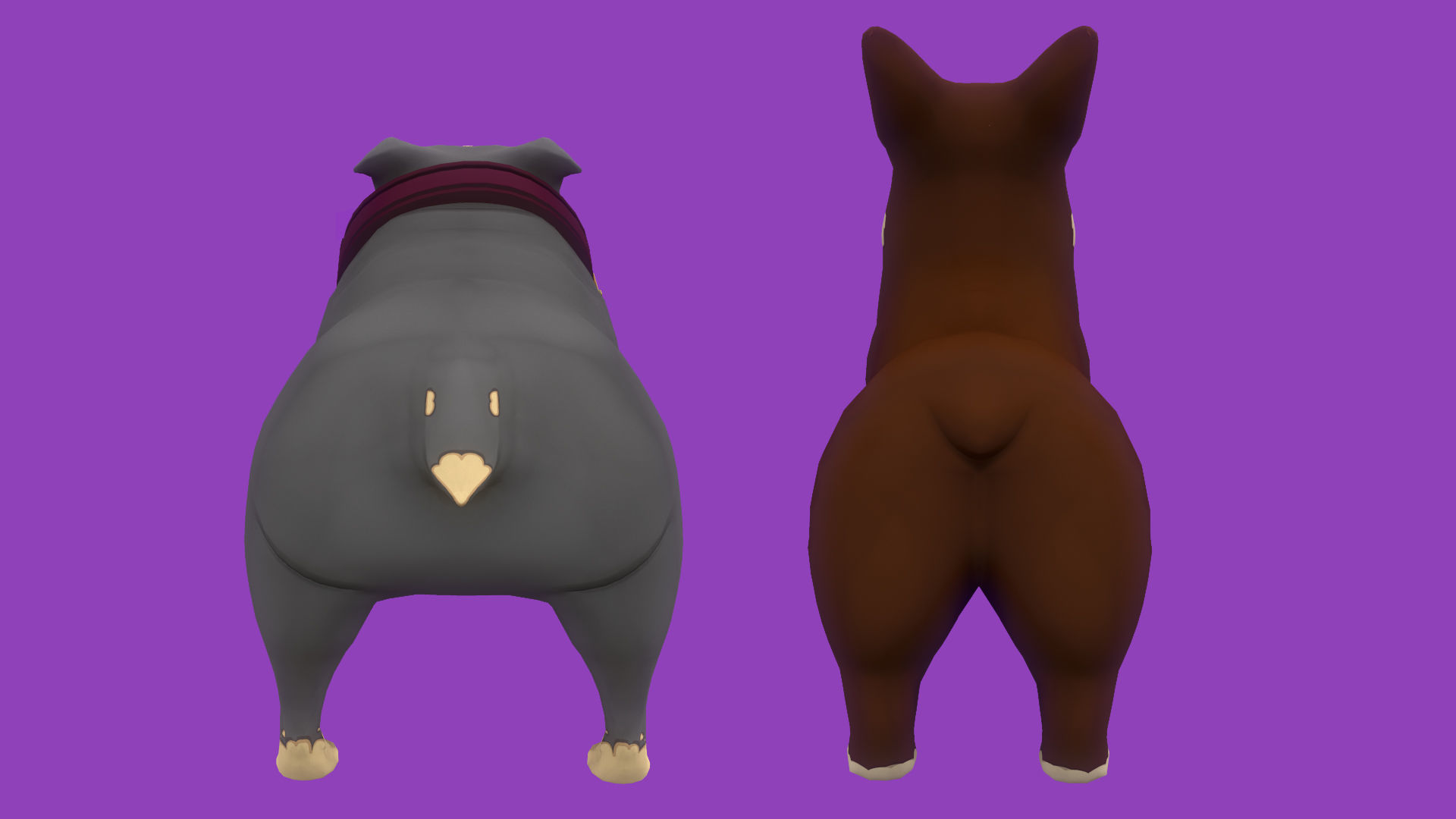 Brown Corgy and Grey Bulldog  3D Model Collection_7
