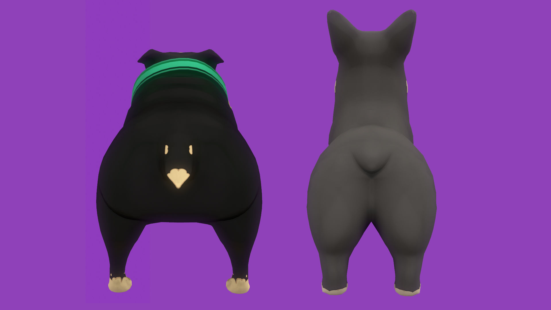Grey Corgy and Black Bulldog 3D Model Collection_7