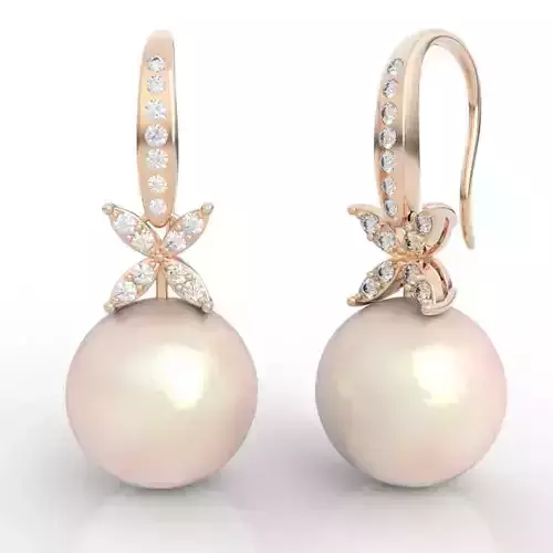 Gemstone 13mm 14mm Pearl Drop Earrings