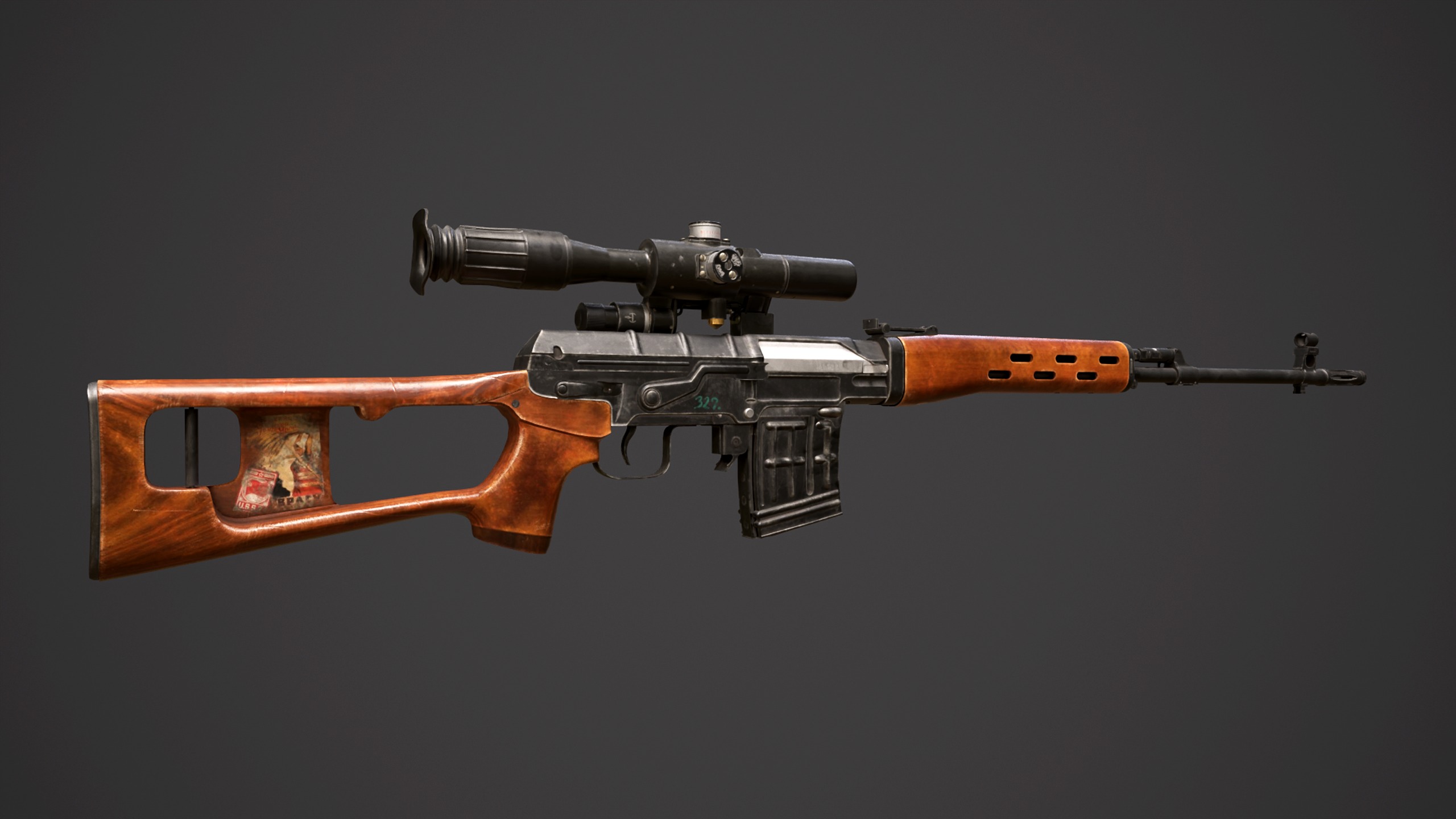 SVD - Dragunov Sniper Rifle  Low-poly 3D model_3