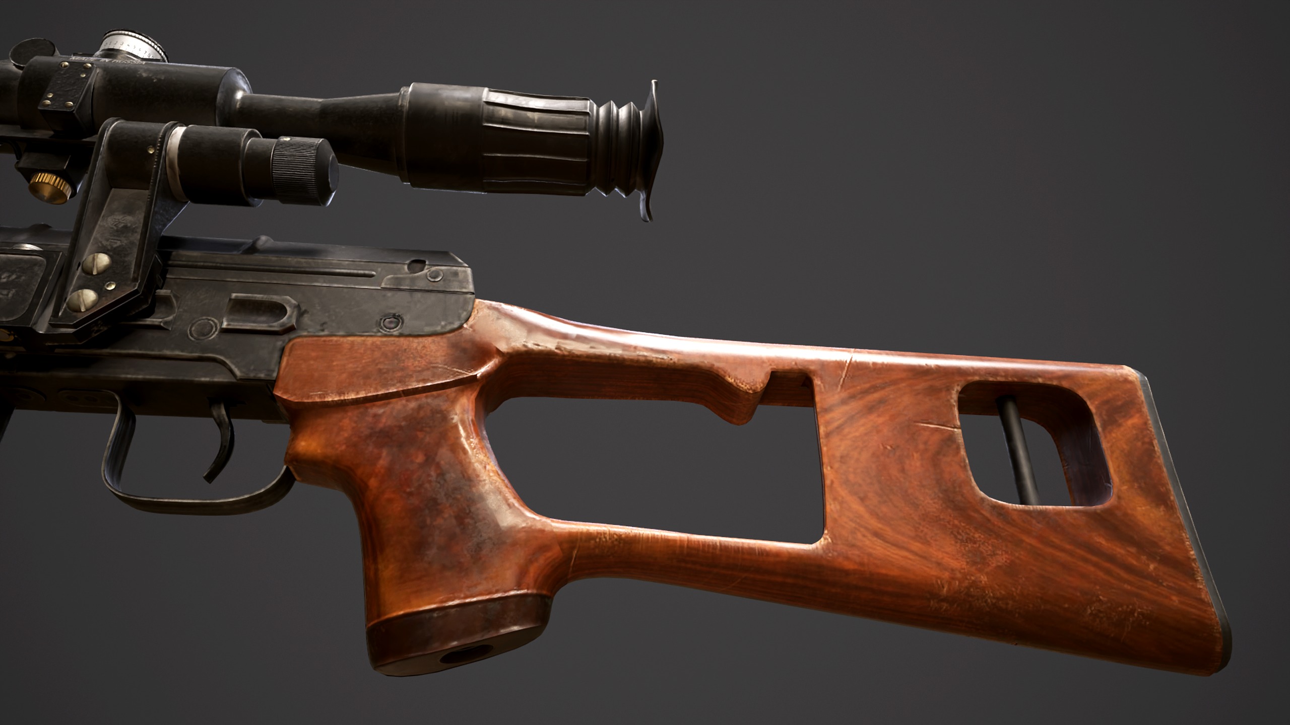 SVD - Dragunov Sniper Rifle  Low-poly 3D model_9