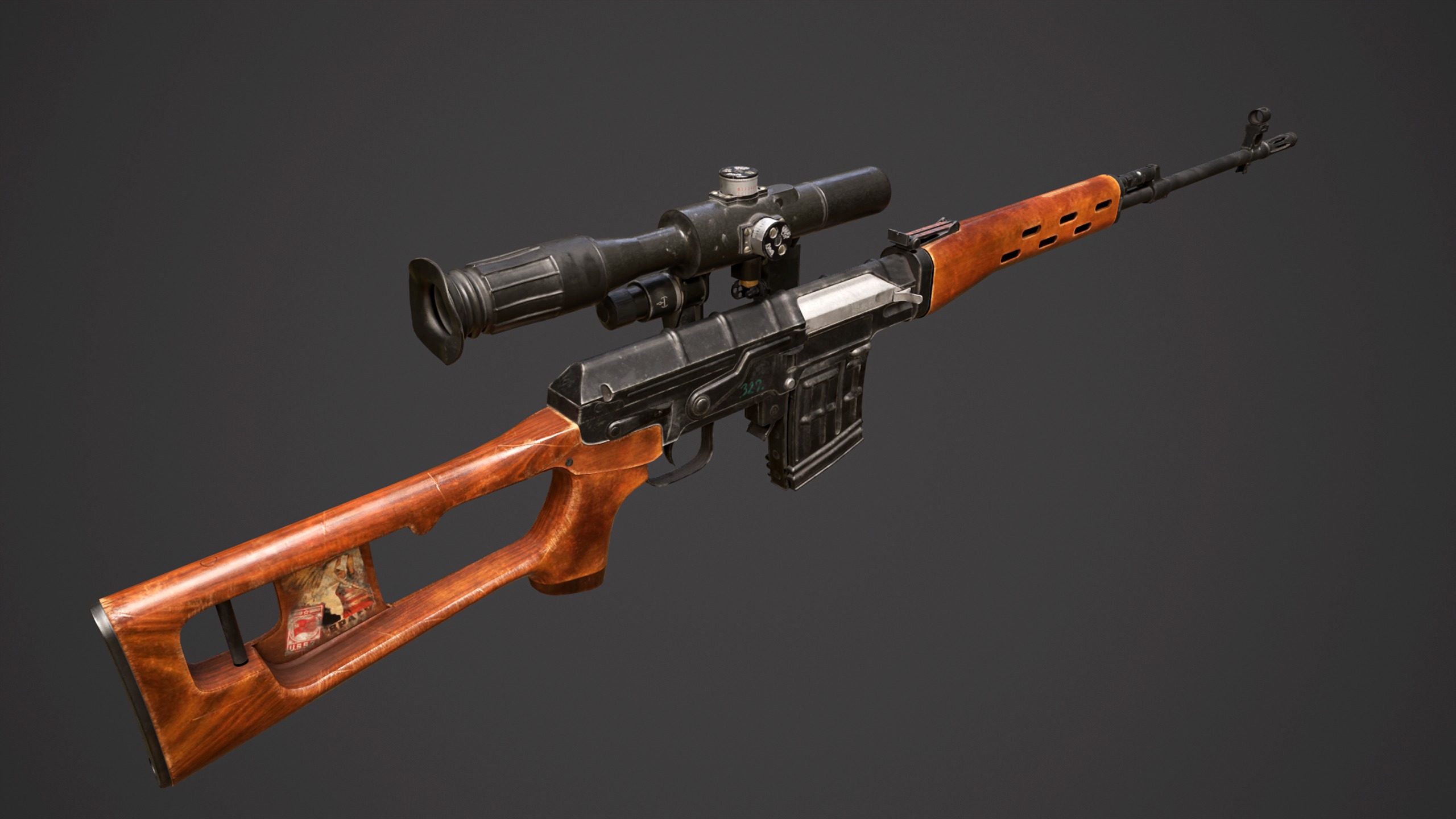 SVD - Dragunov Sniper Rifle  Low-poly 3D model_2