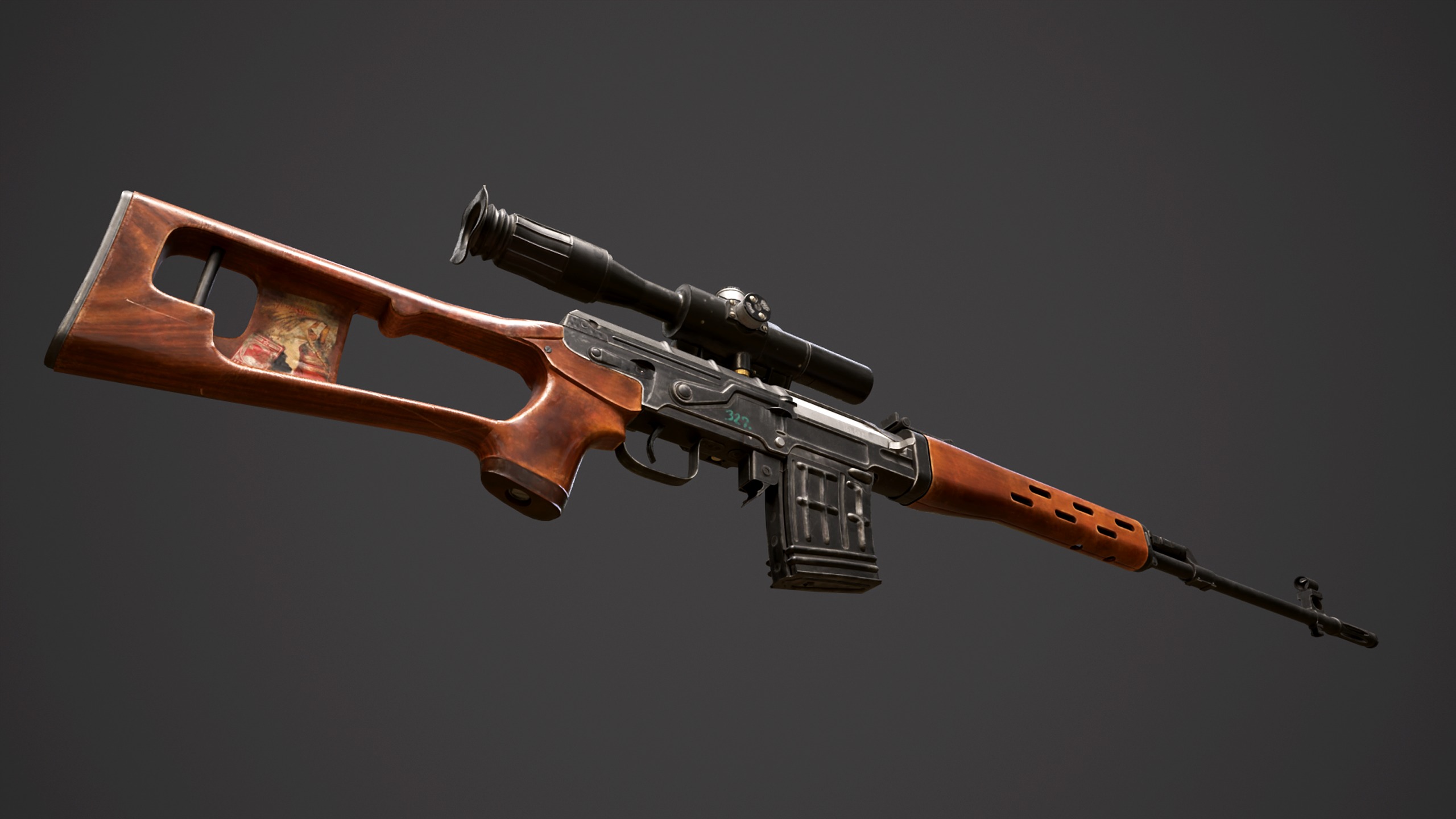 SVD - Dragunov Sniper Rifle  Low-poly 3D model_4