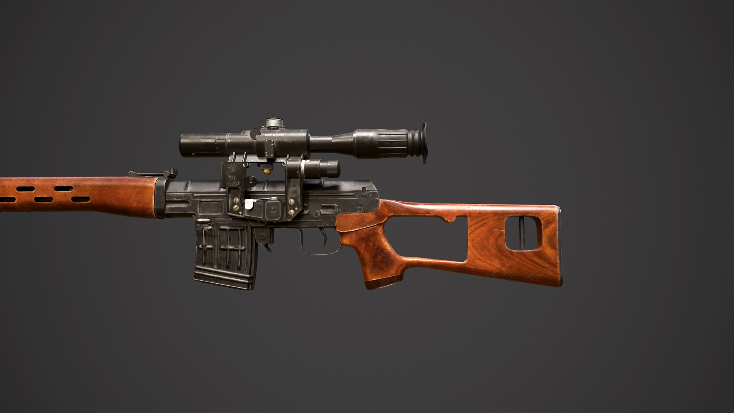 SVD - Dragunov Sniper Rifle  Low-poly 3D model_8