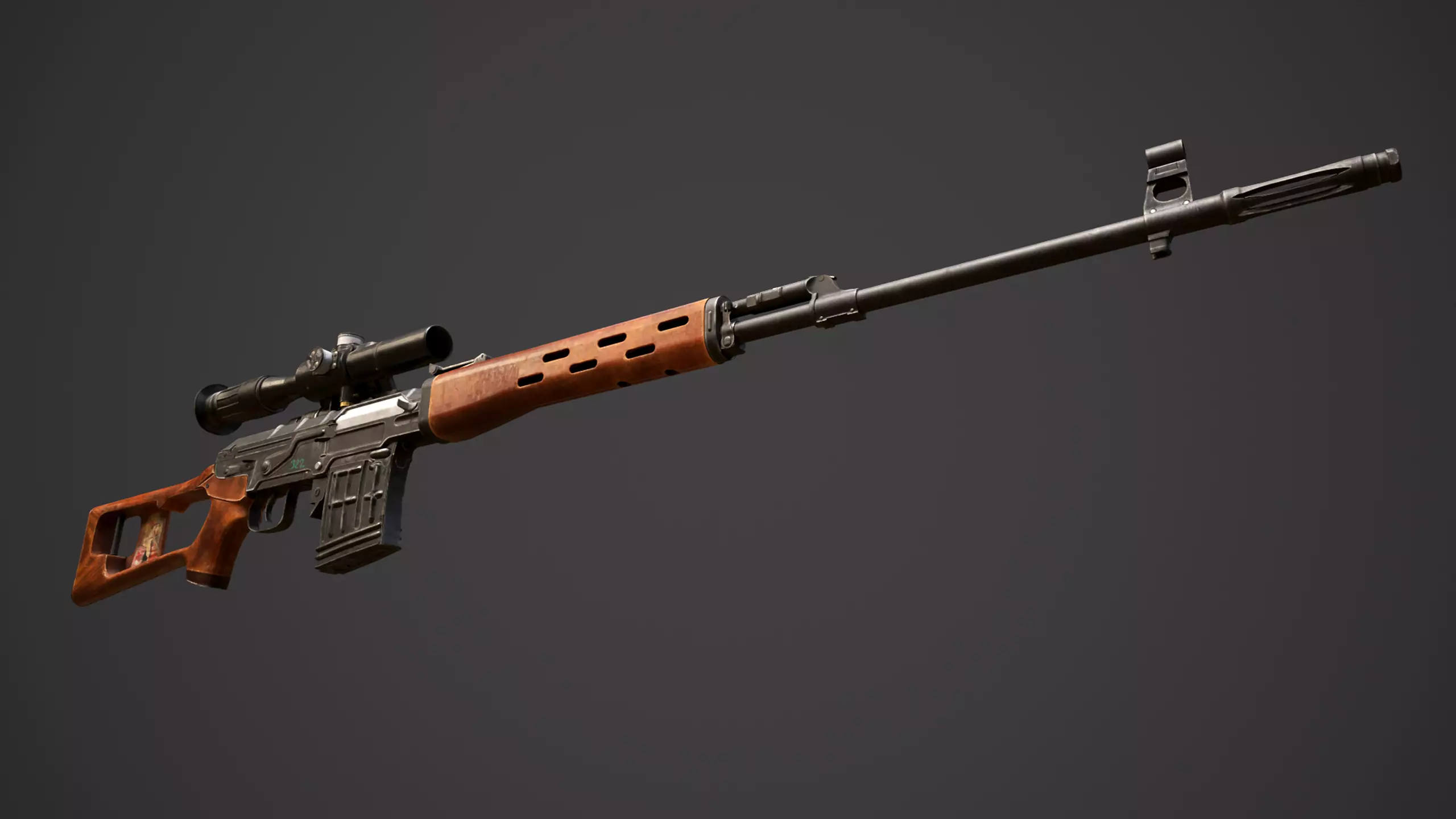 SVD - Dragunov Sniper Rifle  Low-poly 3D model_0