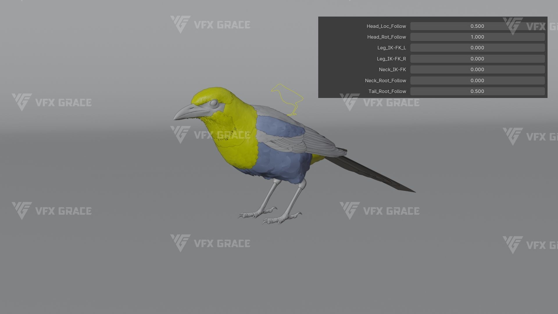 Oriental Magpie Animation - Blender 3D model_18
