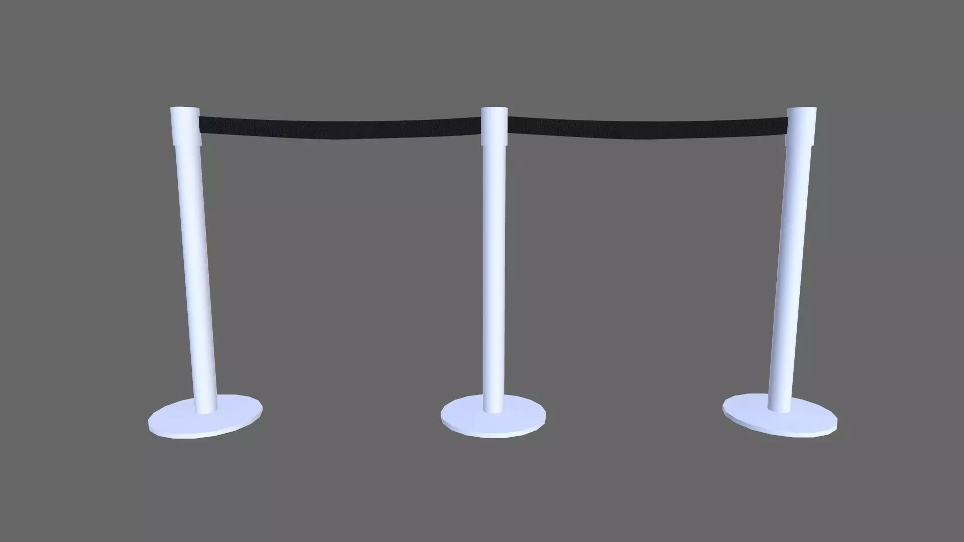 Airport Stanchions Metal Long Low-poly 3D model_0