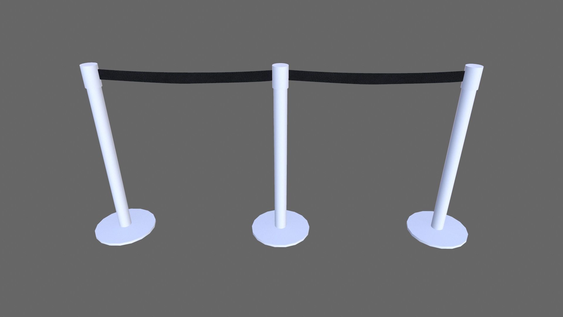 Airport Stanchions Metal Long Low-poly 3D model_7