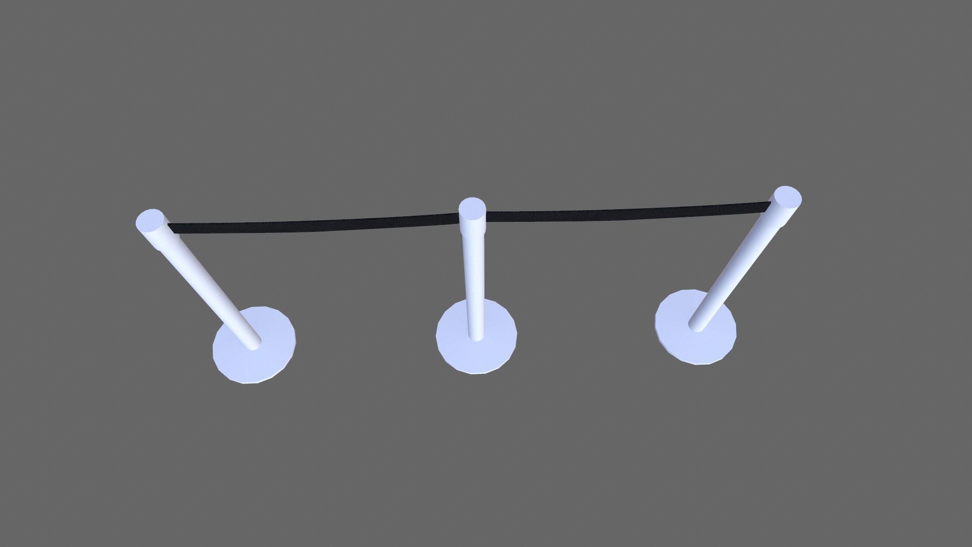 Airport Stanchions Metal Long Low-poly 3D model_4