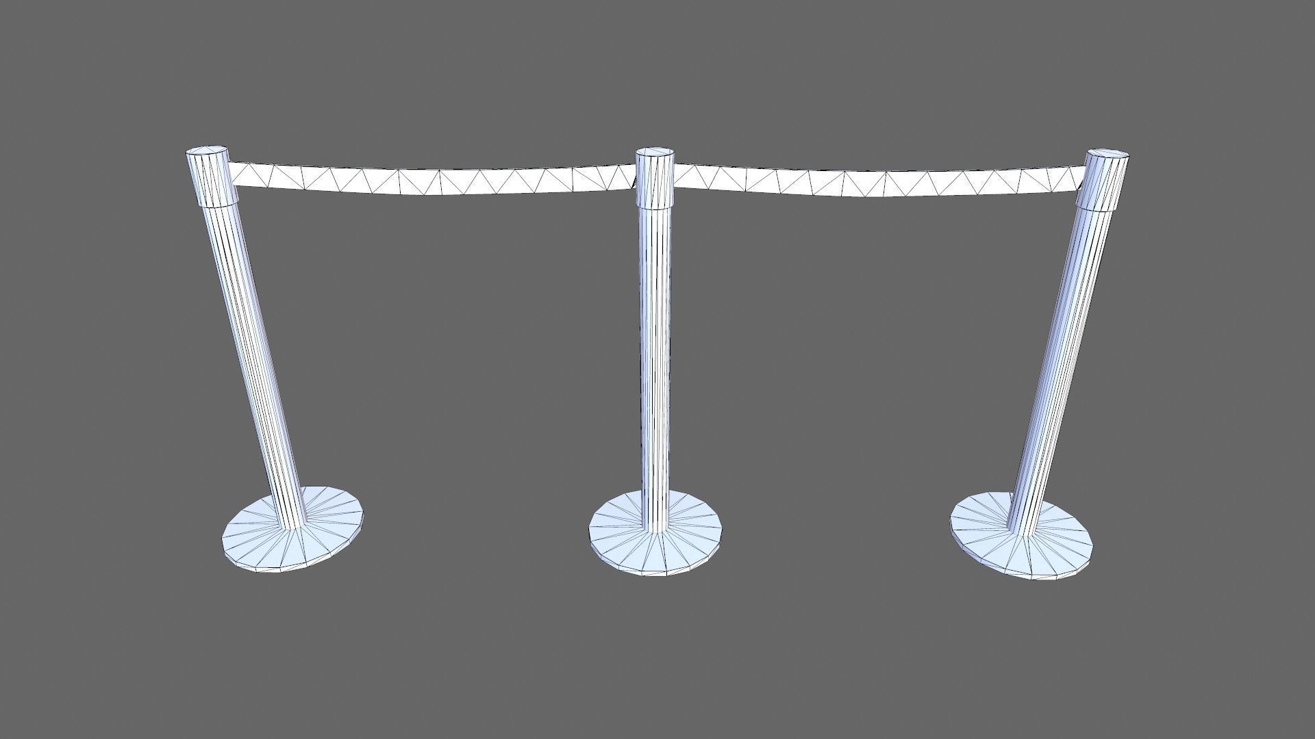 Airport Stanchions Metal Long Low-poly 3D model_8