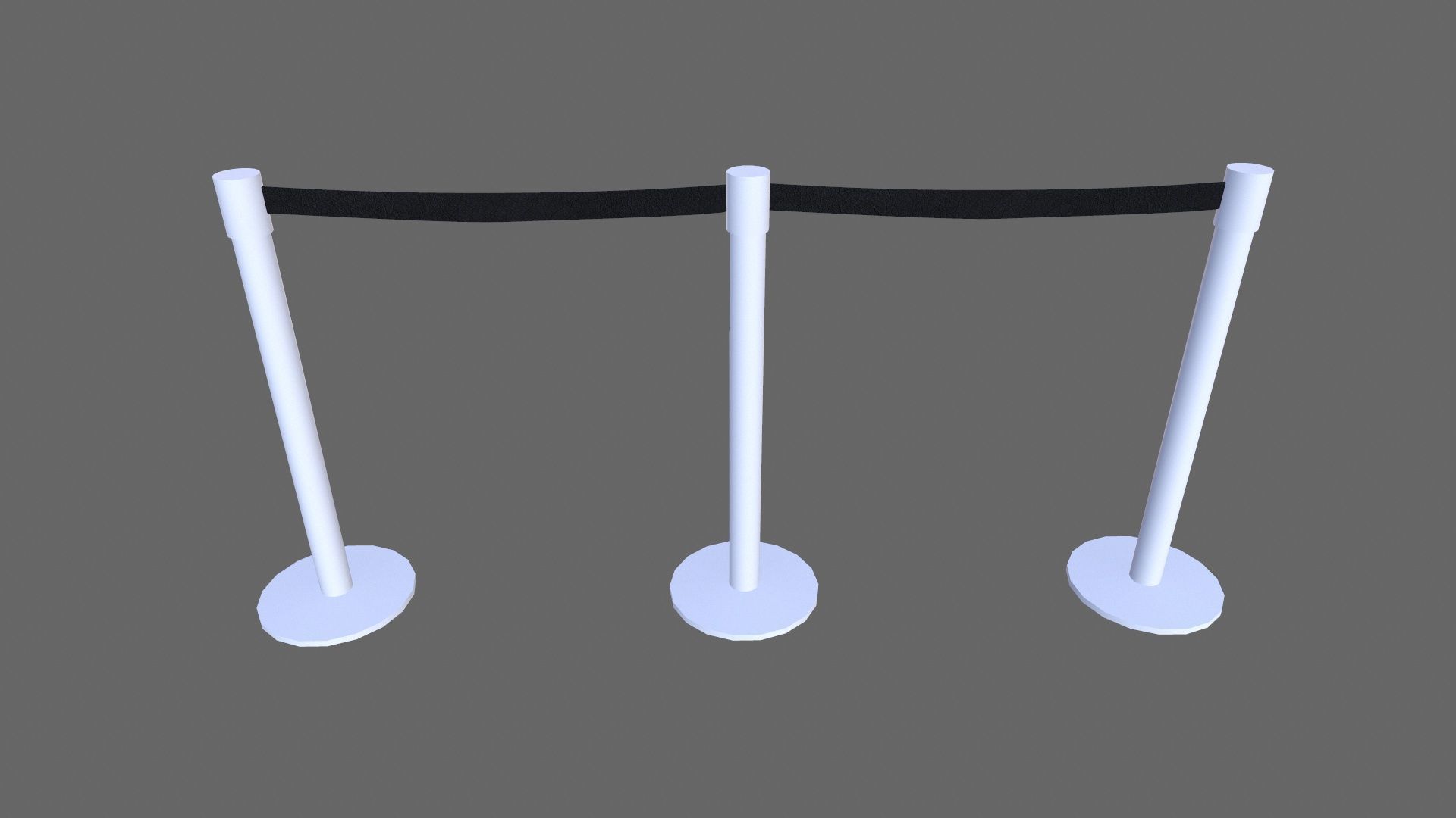 Airport Stanchions Metal Long Low-poly 3D model_2