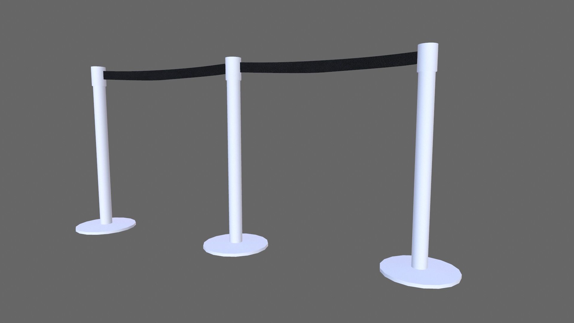 Airport Stanchions Metal Long Low-poly 3D model_6