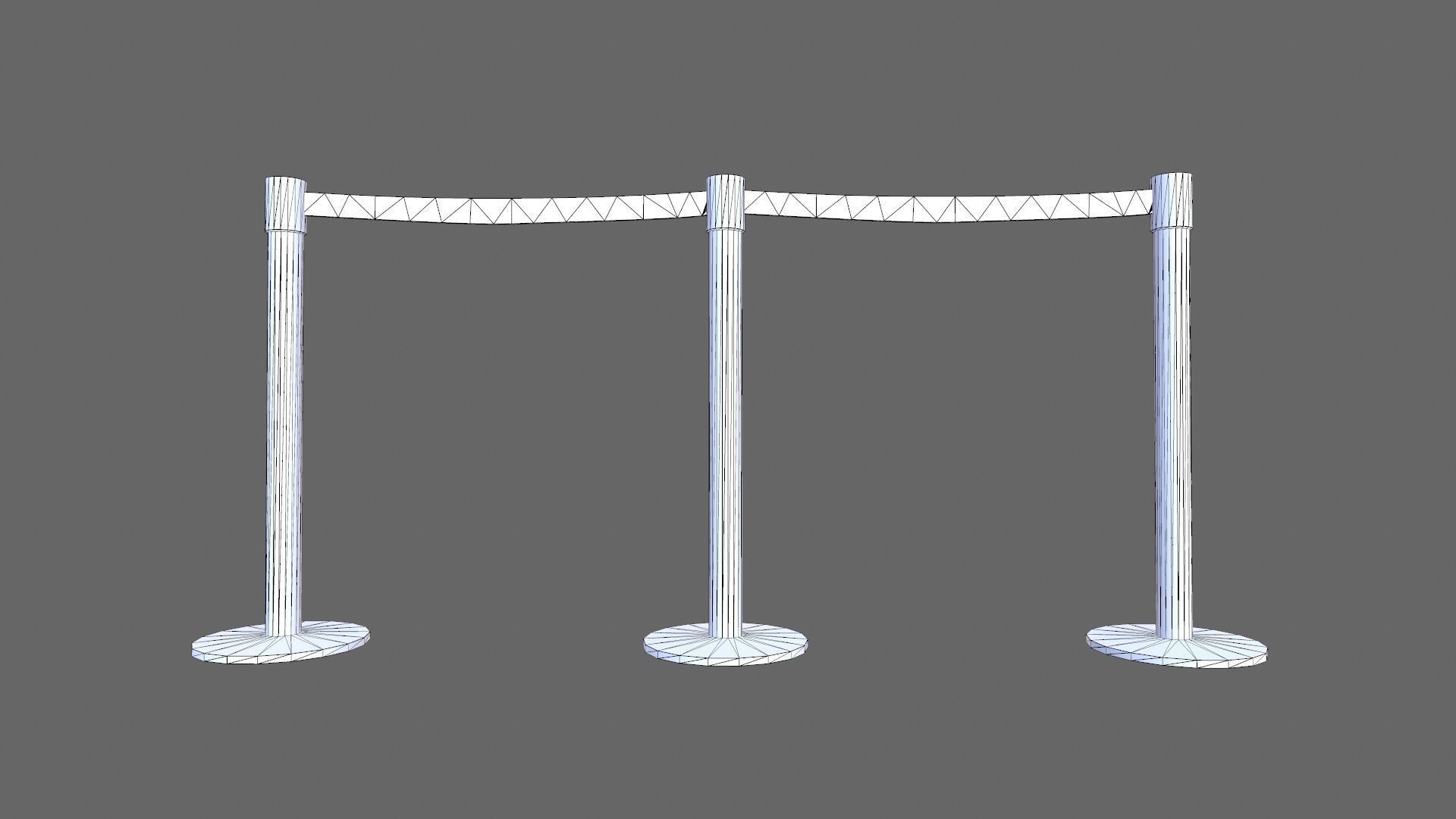 Airport Stanchions Metal Long Low-poly 3D model_9