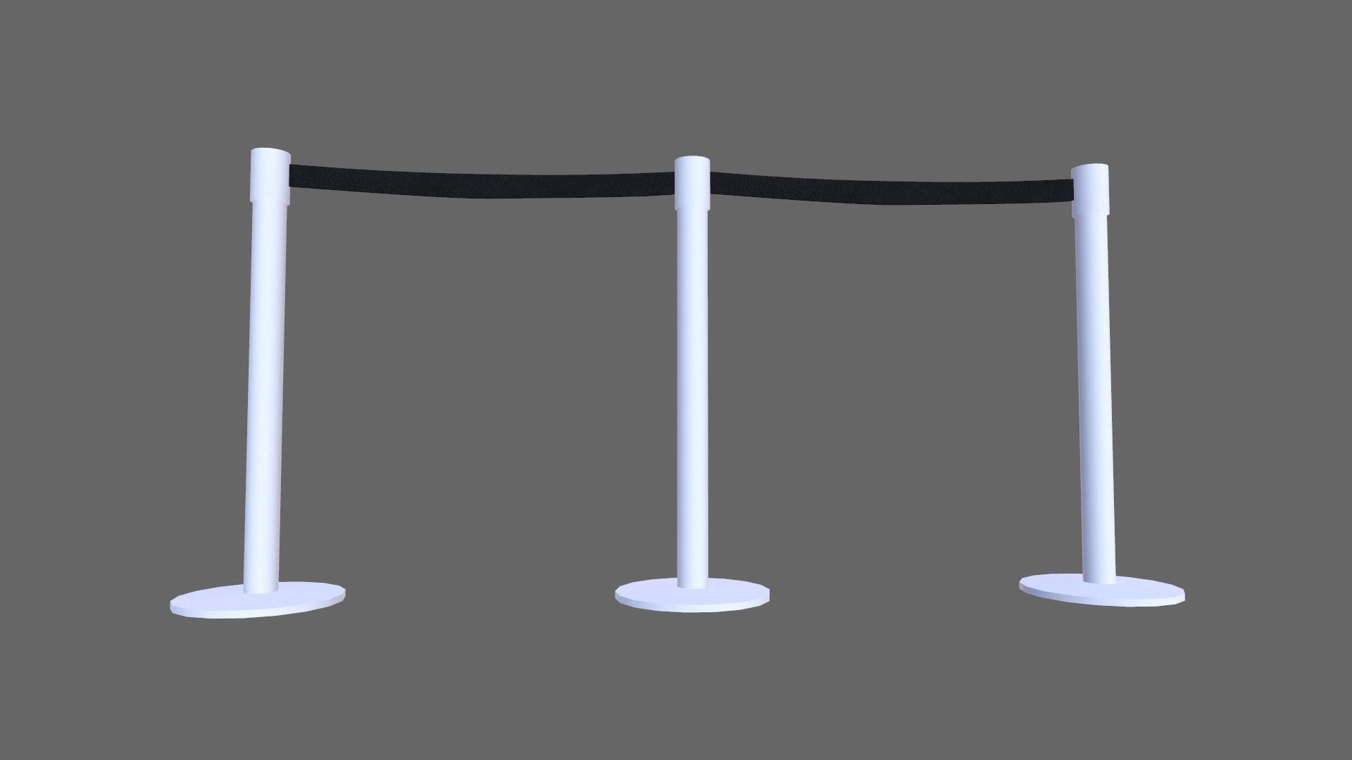 Airport Stanchions Metal Long Low-poly 3D model_3