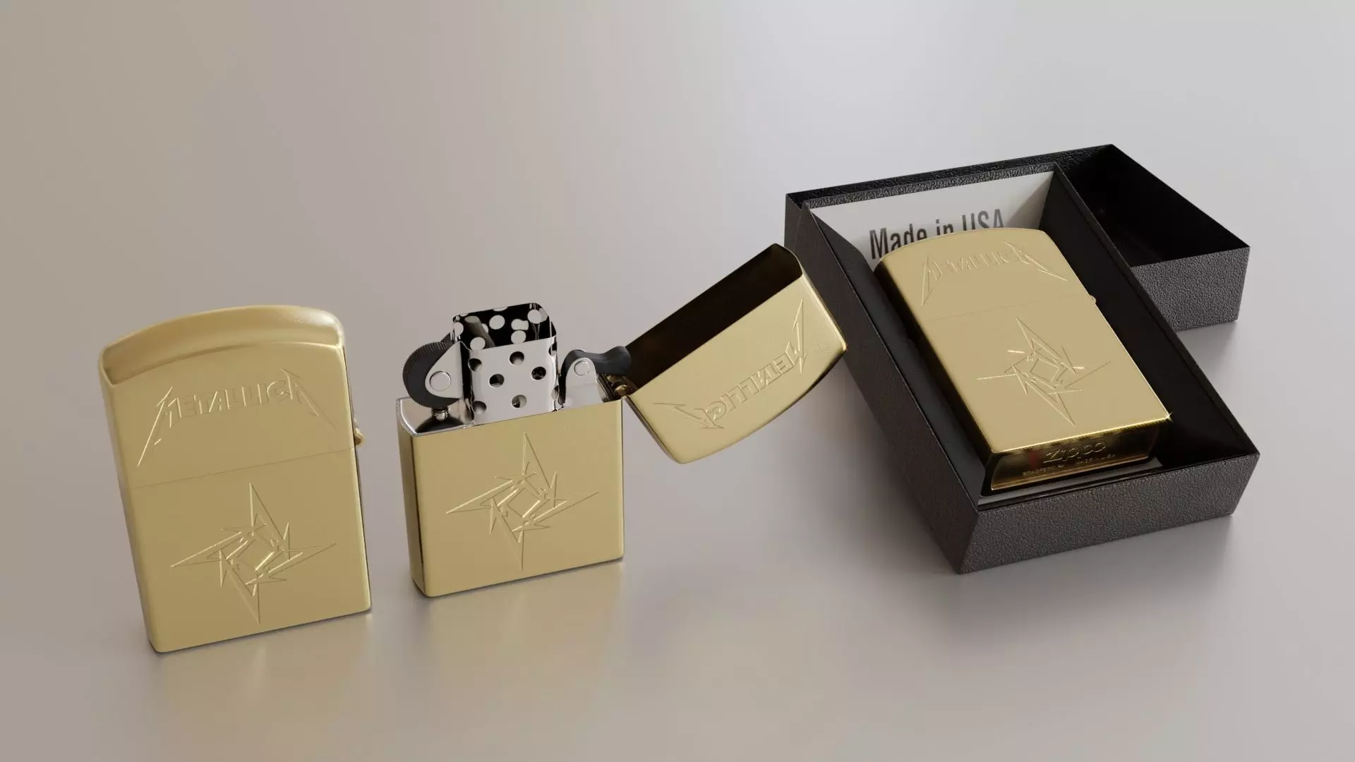 Zippo Lighter Metallica Design 3D model_0