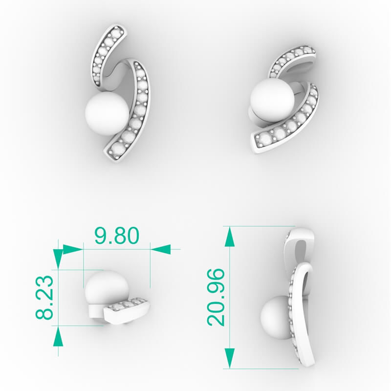 6mm Pearl Pendant Diamond Necklace 3D print model_2