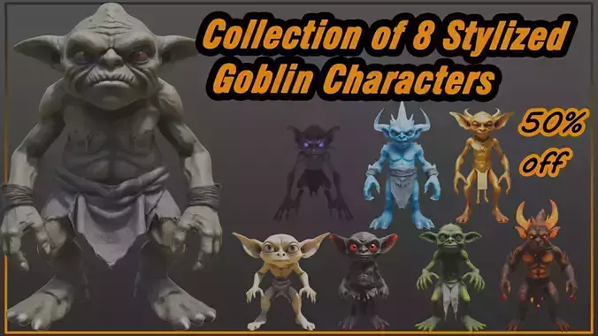 Collection of 8 Stylized Goblin Characters  