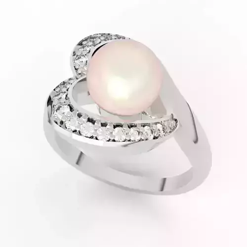 7mm Pearl heart diamond ring