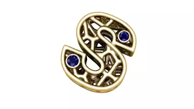 SIMPLE ALPHABET S PENDANT 3D PRINTABLE MODEL 