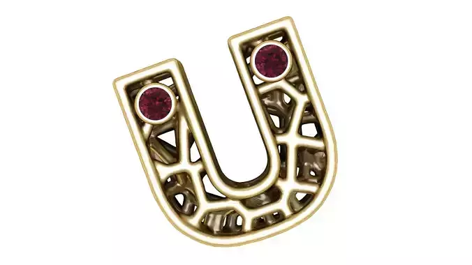 SIMPLE ALPHABET U PENDANT 3D PRINTABLE MODEL 