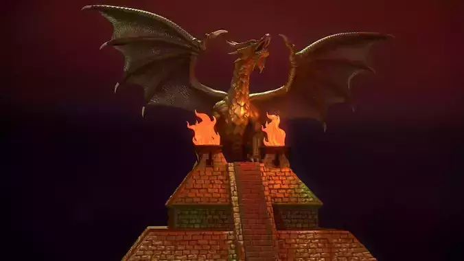 Heroes 3 Rust Dragon at the apex of pyramid  3D print model