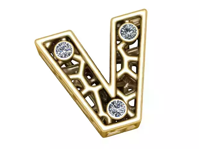 SIMPLE ALPHABET  V PENDANT 3D PRNTABLE MODEL 