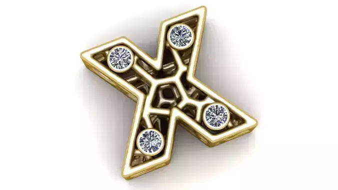 SIMPLE ALPHABET X PENDANT 3D PRINTABLE MODEL 