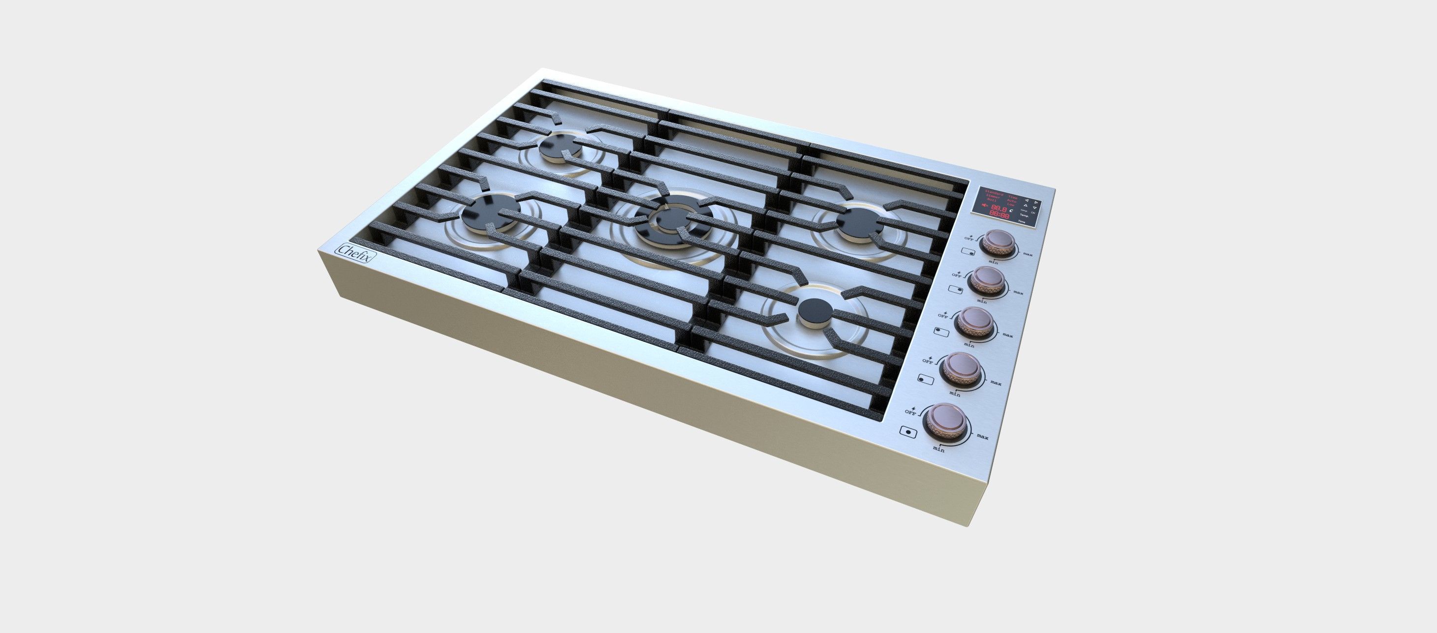 3 in 1 - Realistic Cooktop with 4K PBR Textures Low-poly 3D model_1