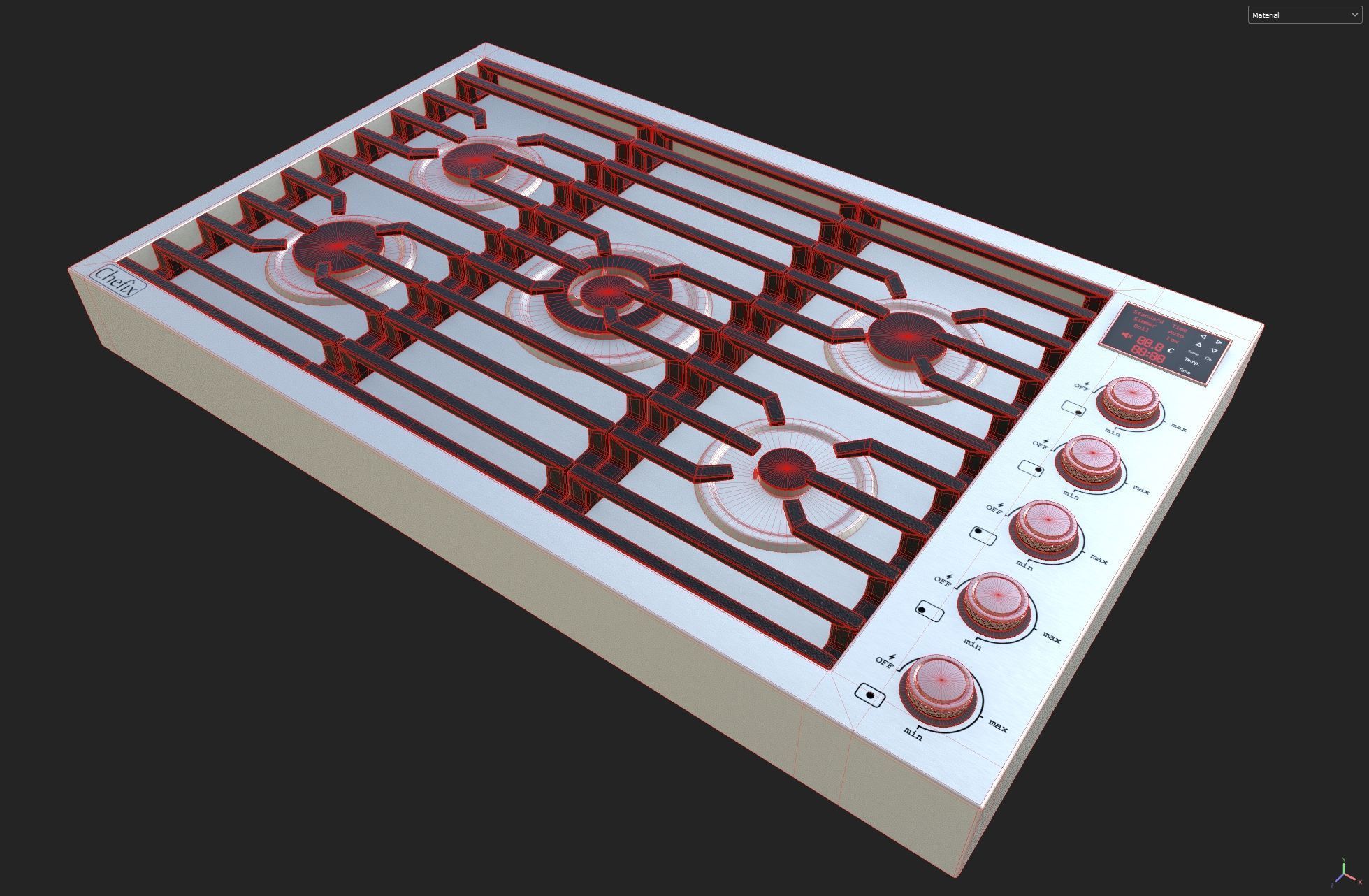 3 in 1 - Realistic Cooktop with 4K PBR Textures Low-poly 3D model_37