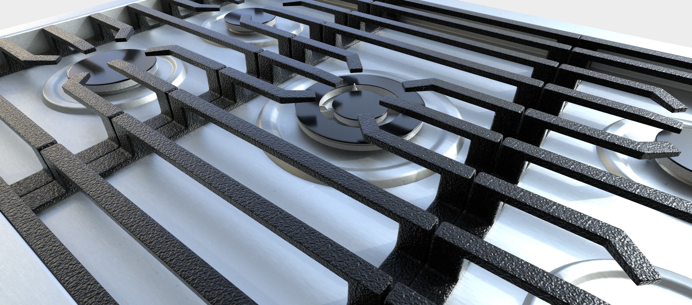 3 in 1 - Realistic Cooktop with 4K PBR Textures Low-poly 3D model_29