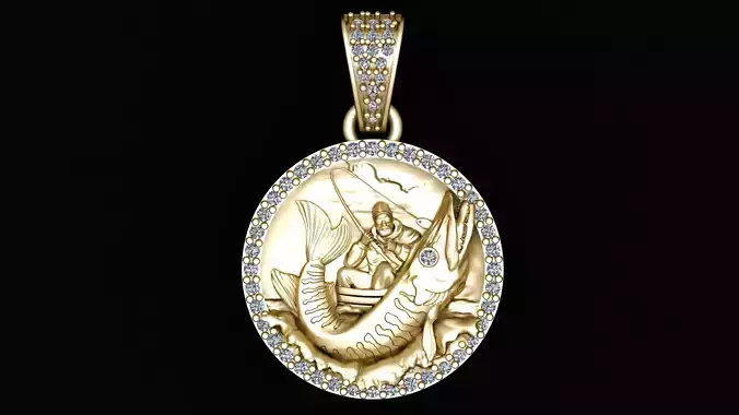 FISHING COIN PENDANT 3D PRINTABLE MODEL 