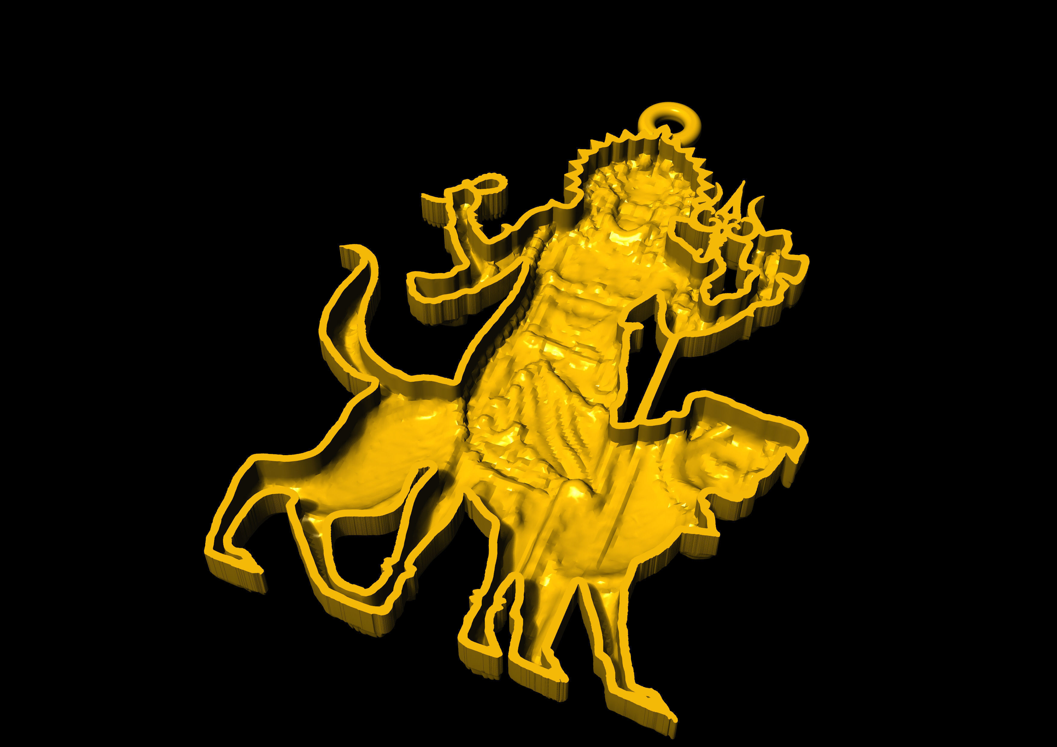 Lord Kaal Bhairav Gold Silver Pendant 3D print model_22
