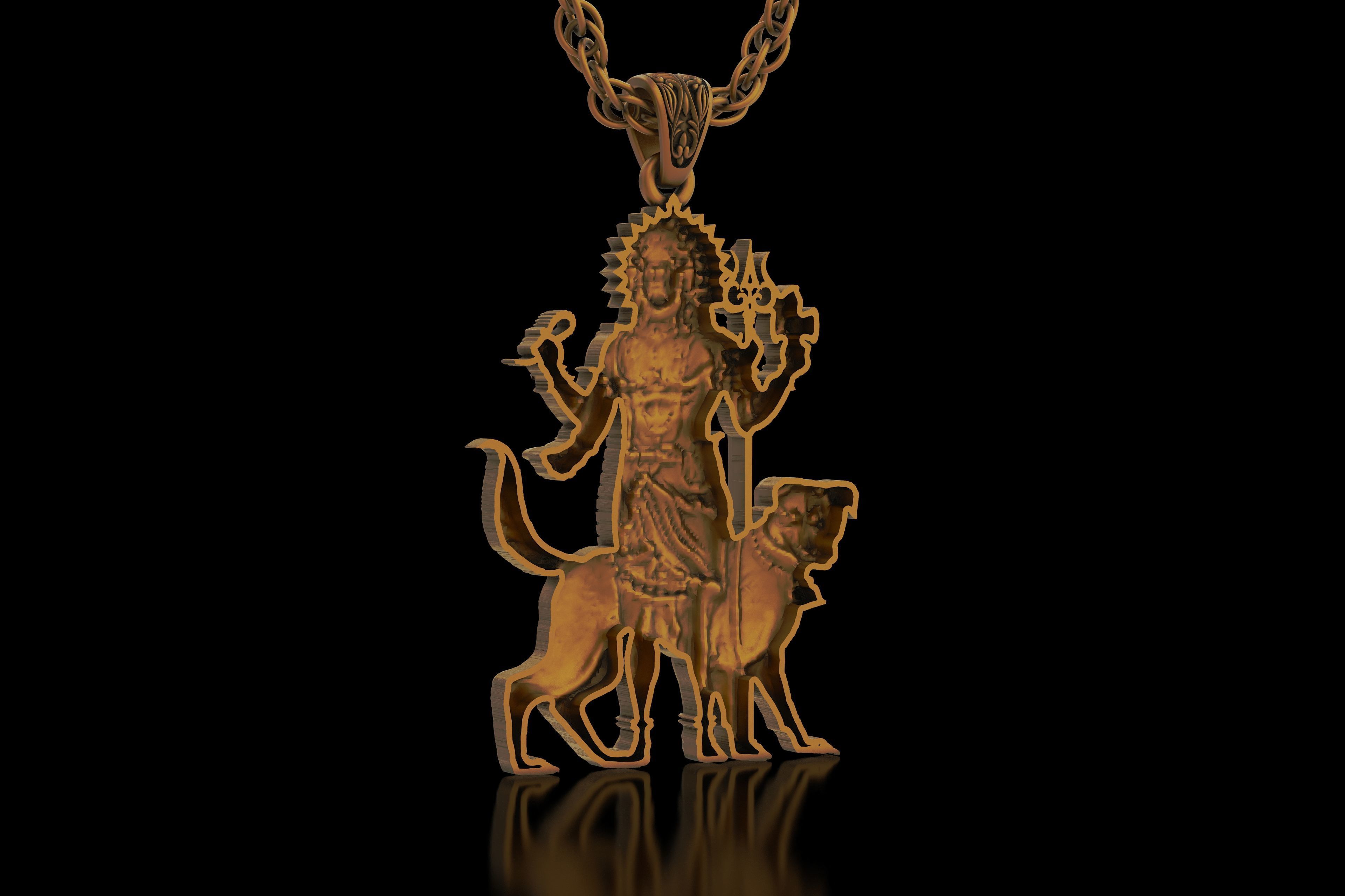 Lord Kaal Bhairav Gold Silver Pendant 3D print model_16