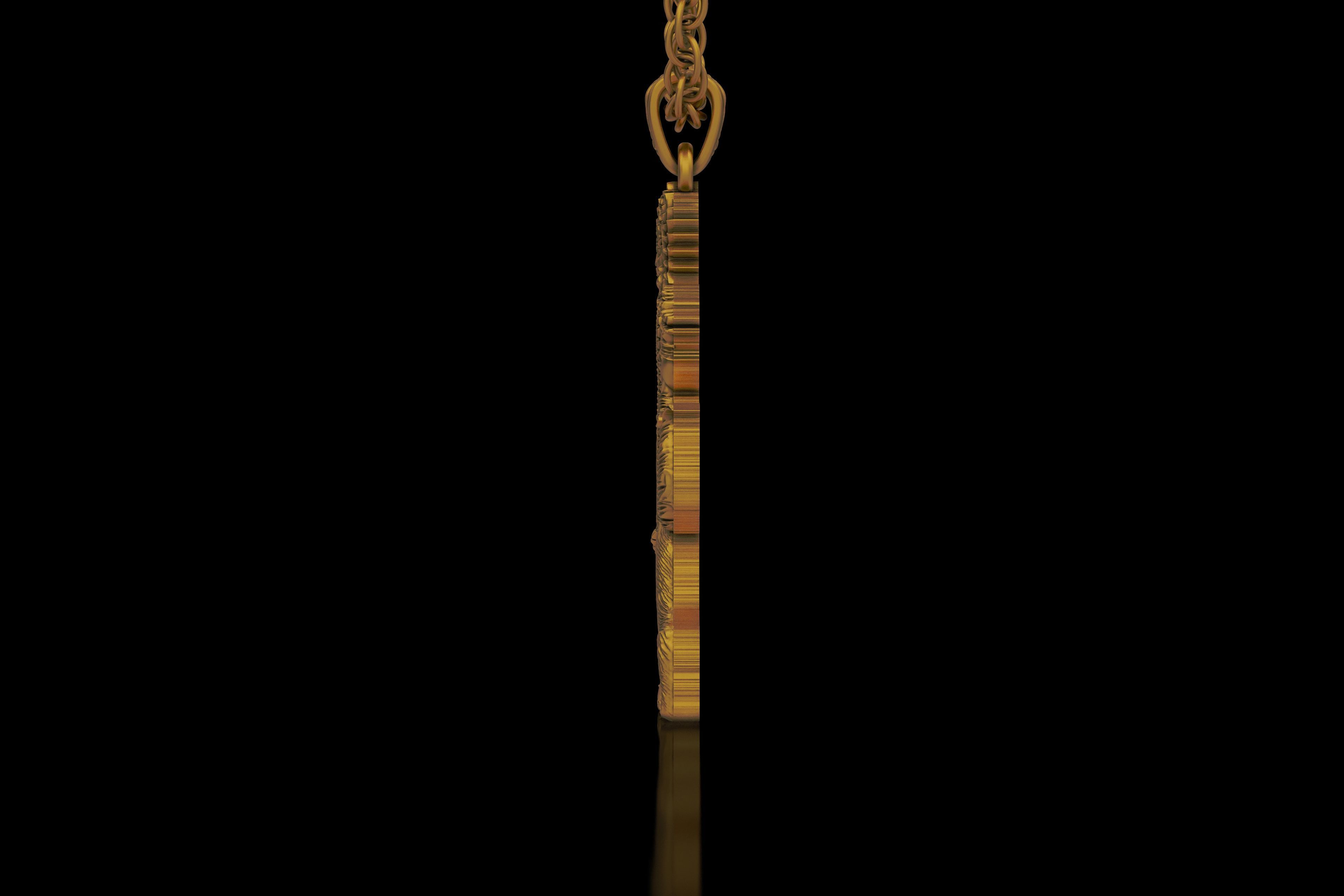 Lord Kaal Bhairav Gold Silver Pendant 3D print model_5