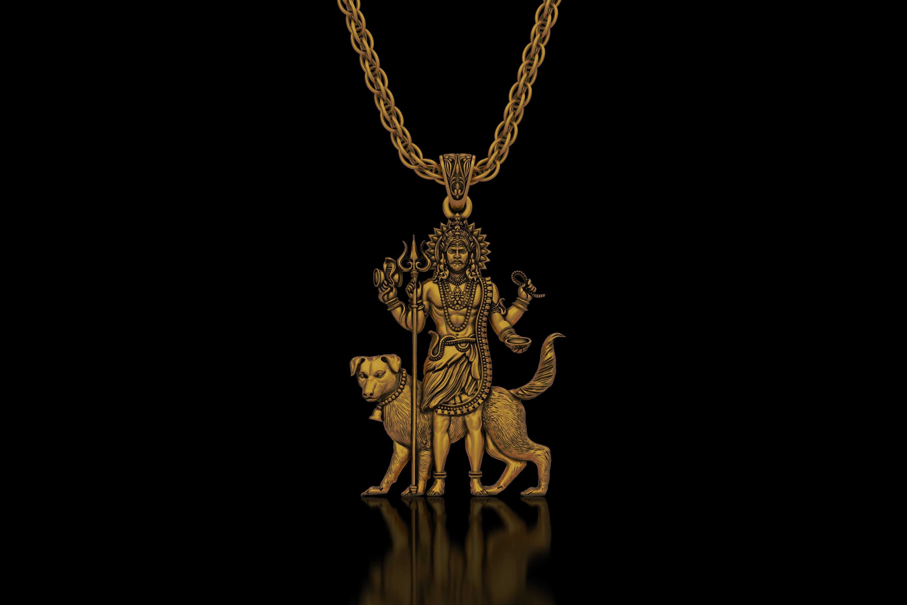 Lord Kaal Bhairav Gold Silver Pendant 3D print model_20