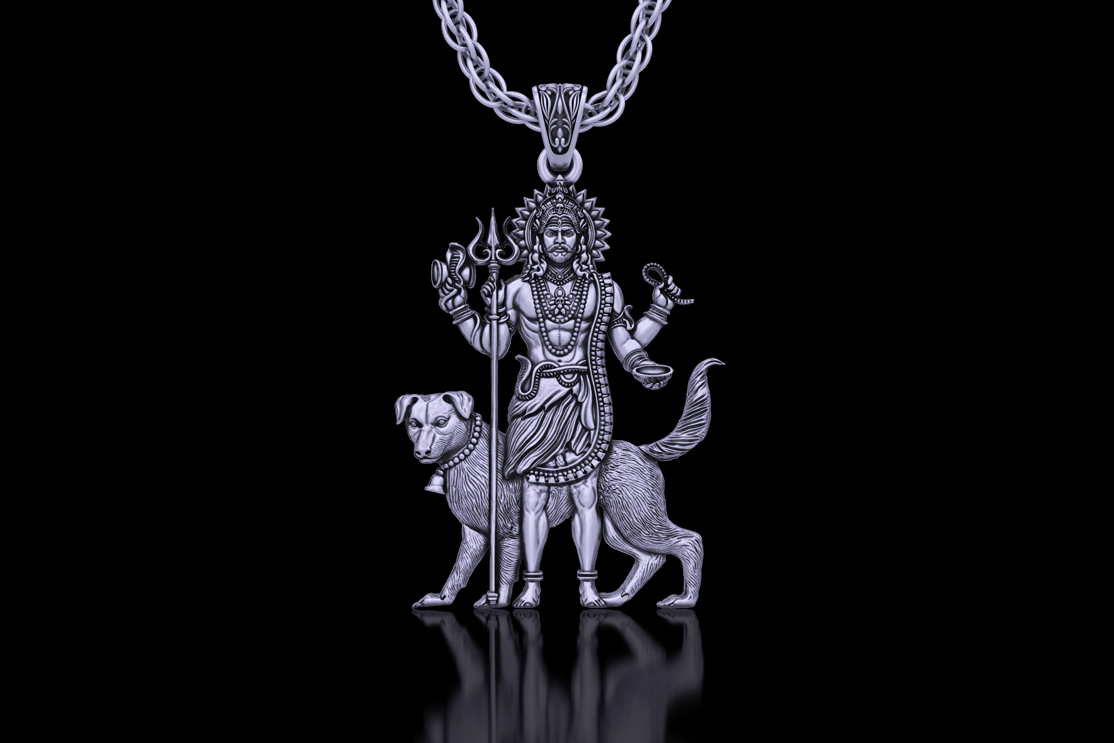 Lord Kaal Bhairav Gold Silver Pendant 3D print model_1