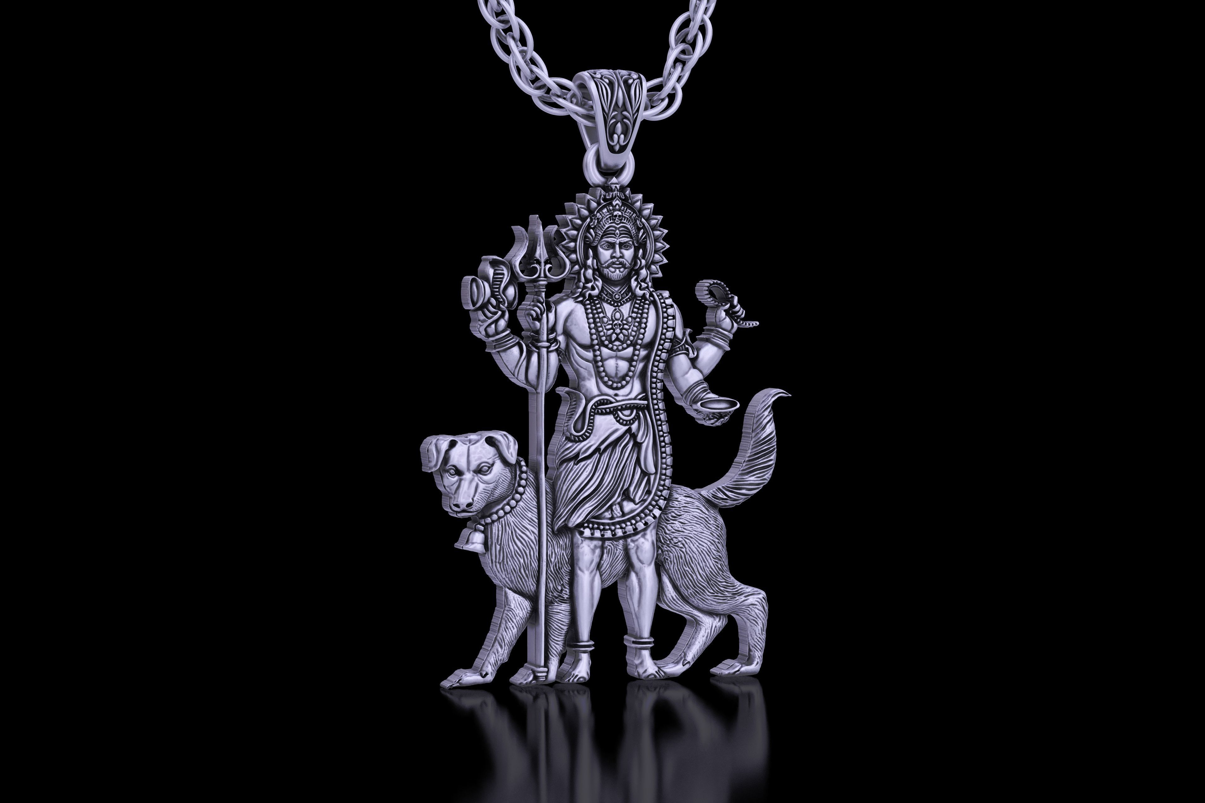 Lord Kaal Bhairav Gold Silver Pendant 3D print model_10
