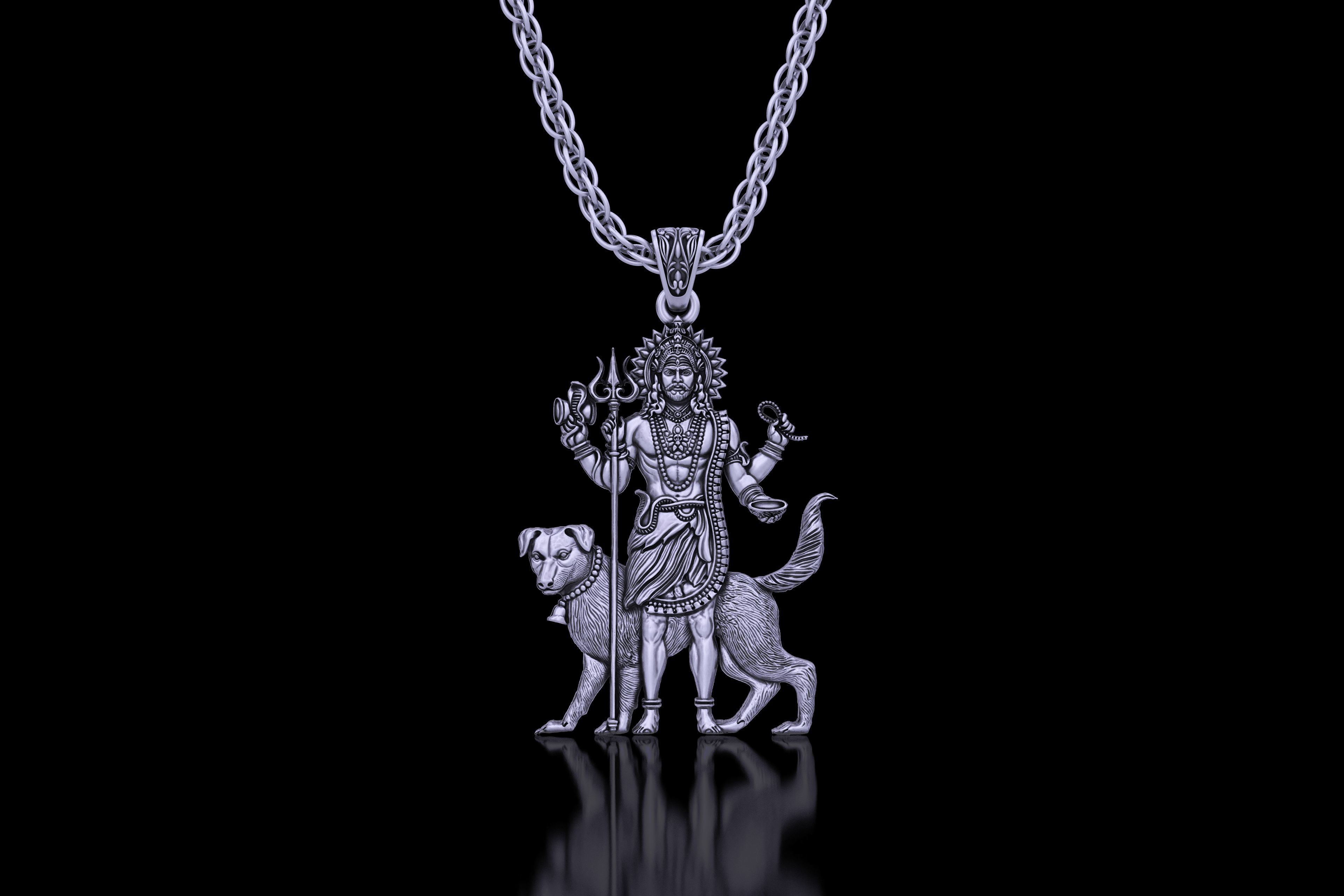 Lord Kaal Bhairav Gold Silver Pendant 3D print model_12