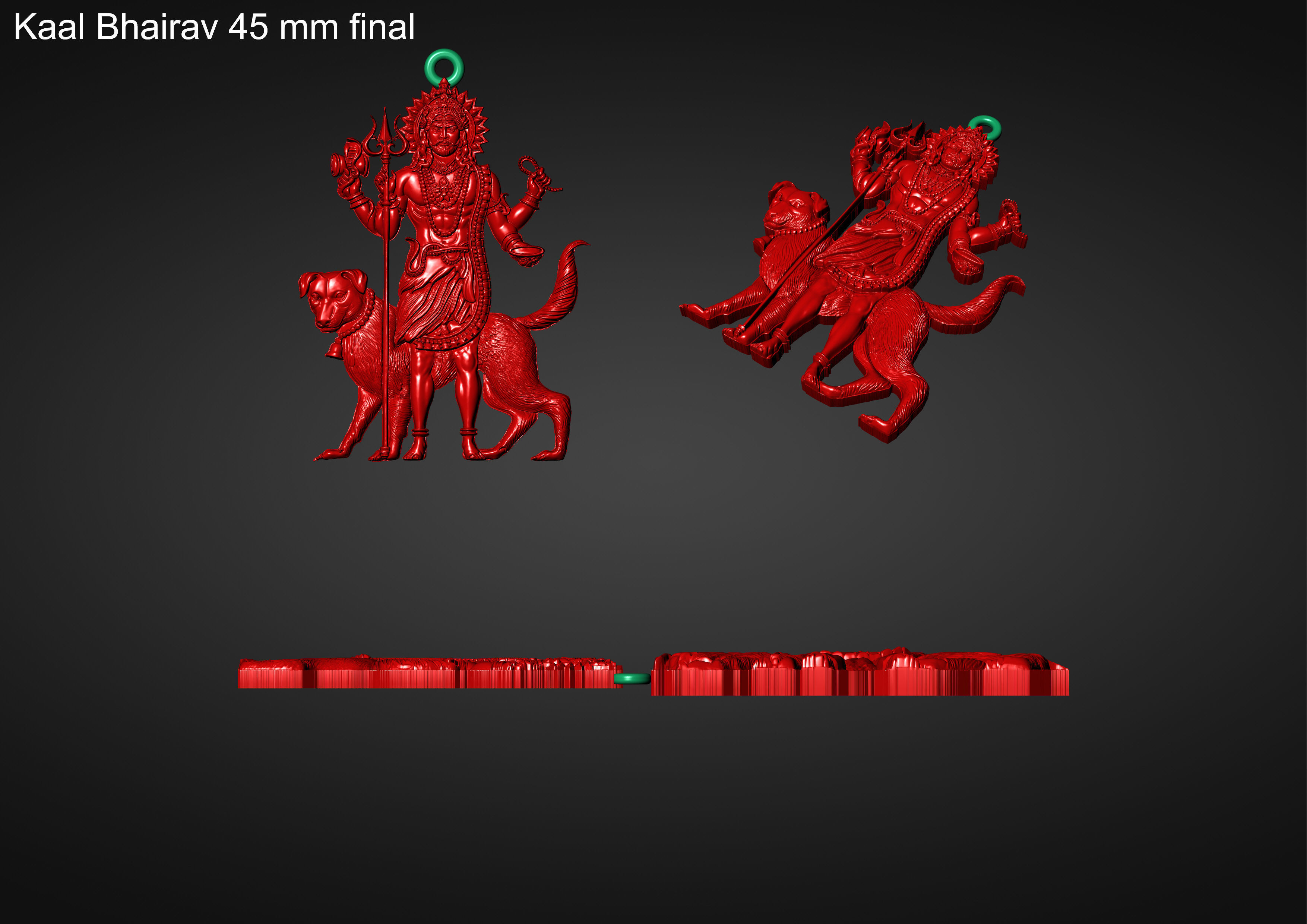 Lord Kaal Bhairav Gold Silver Pendant 3D print model_21