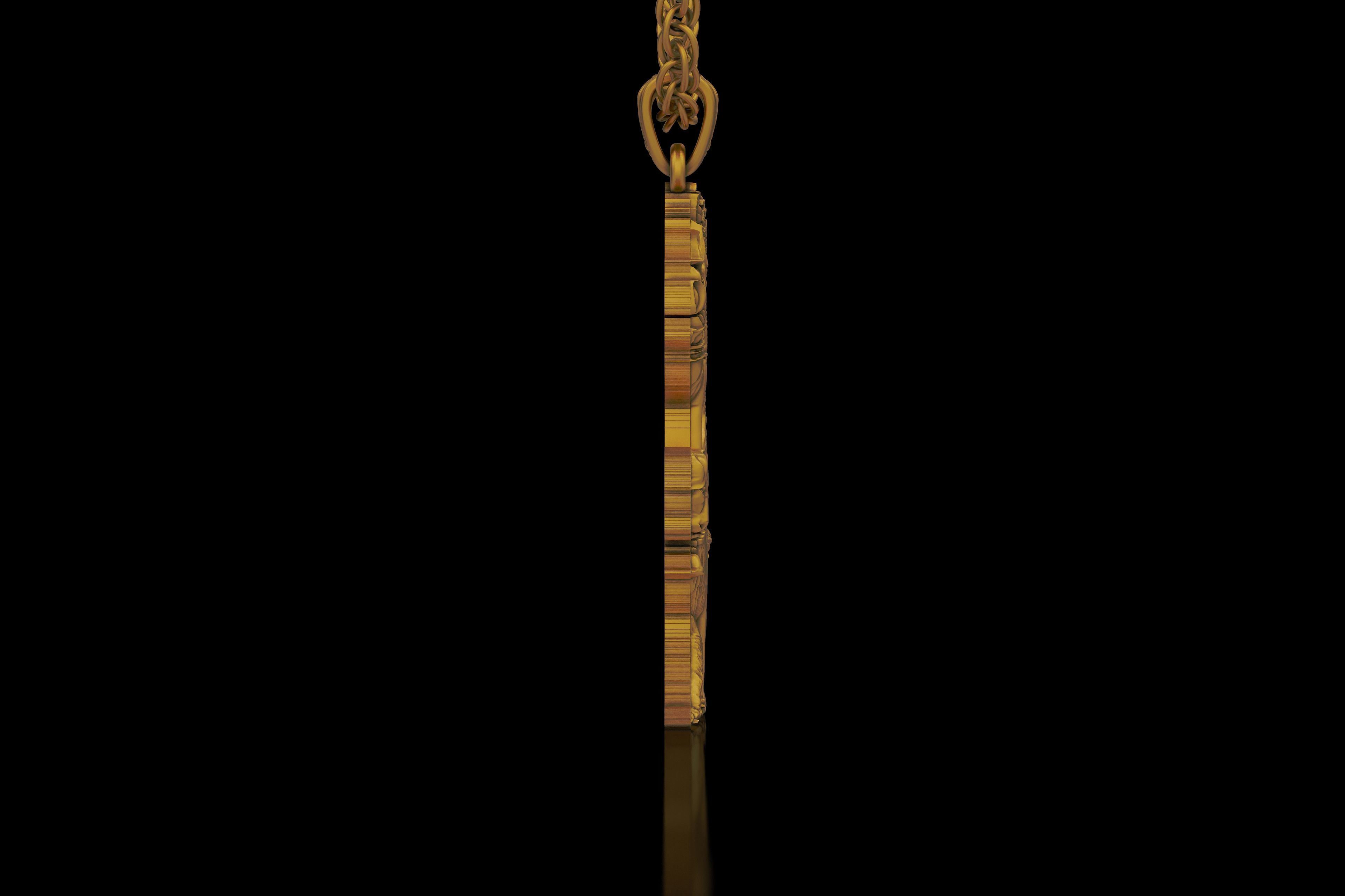 Lord Kaal Bhairav Gold Silver Pendant 3D print model_7