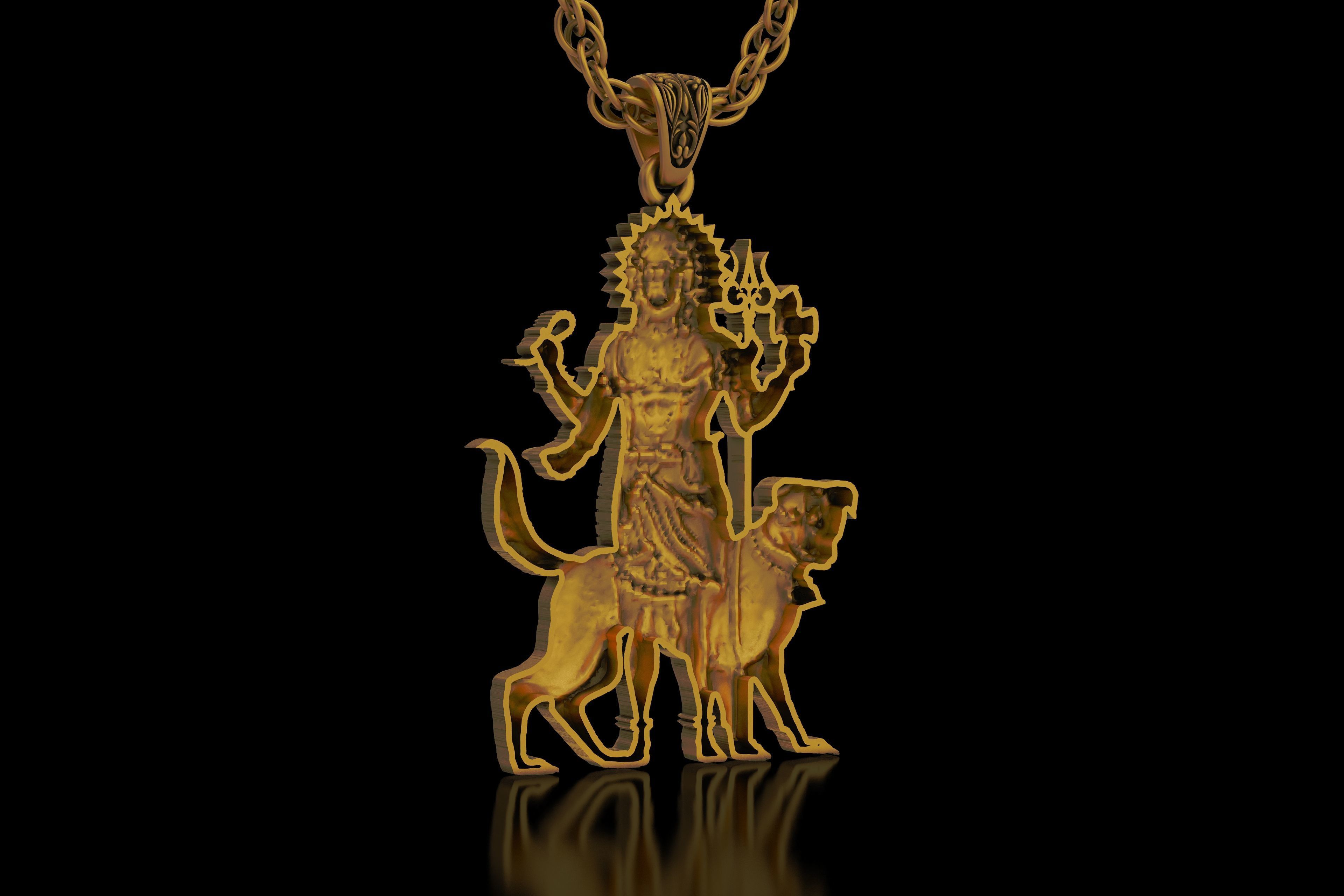 Lord Kaal Bhairav Gold Silver Pendant 3D print model_4