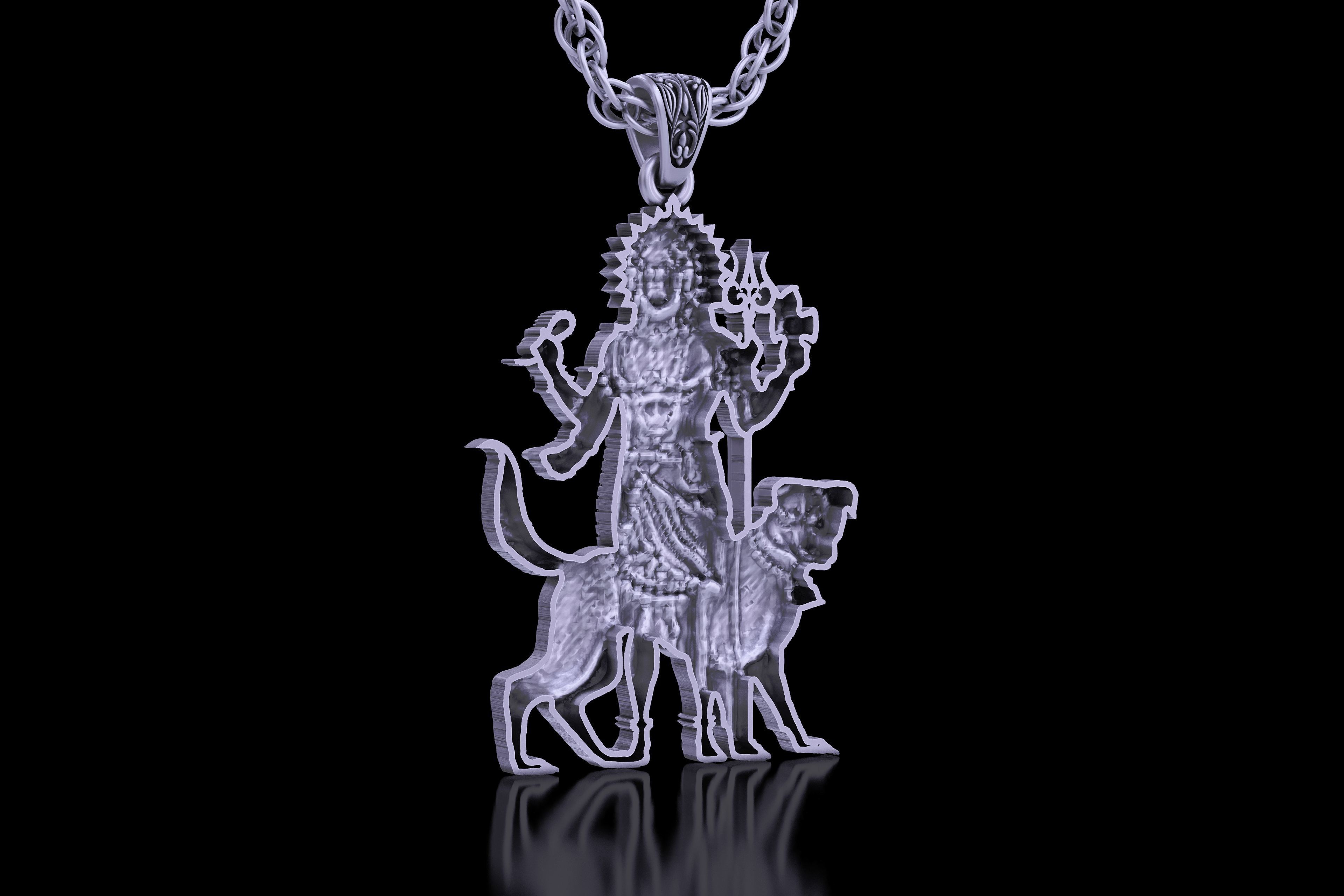 Lord Kaal Bhairav Gold Silver Pendant 3D print model_11